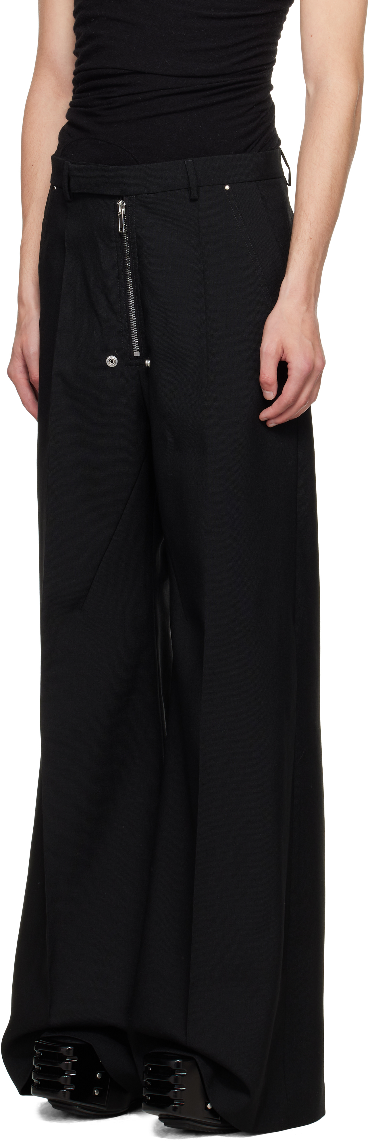 Rick Owens Black Concordians Tailored Wide Bela Trousers In Black