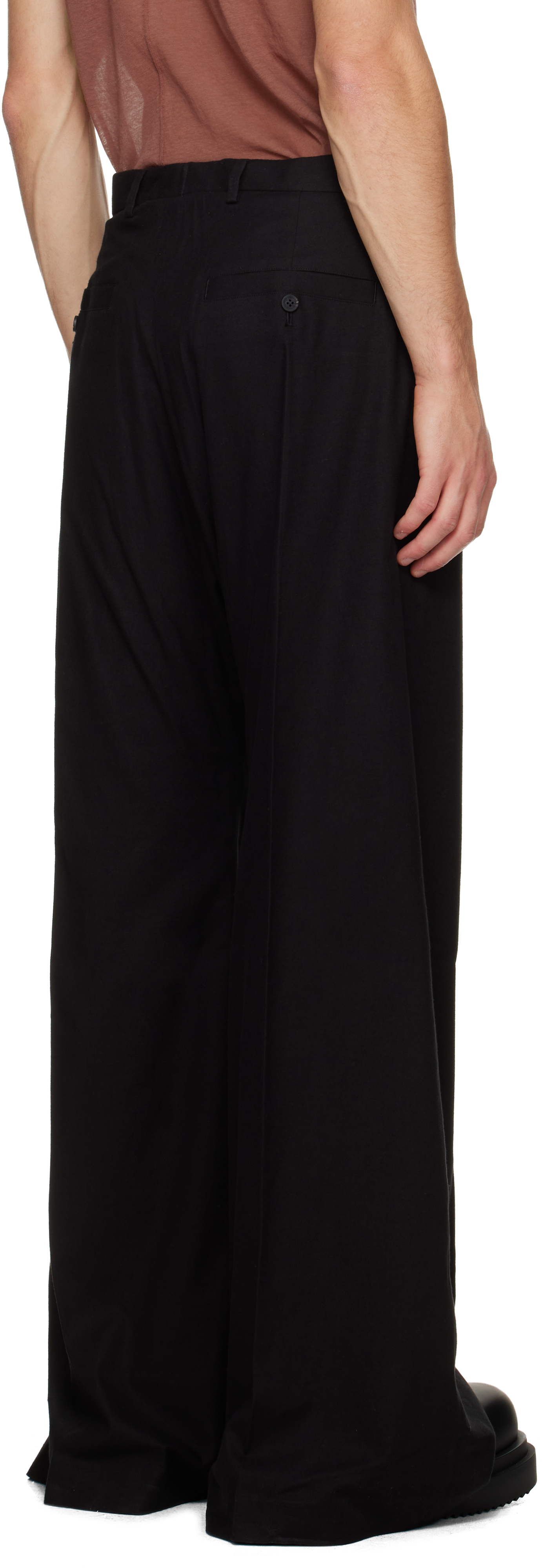 Rick Owens Black Concordians Tailored Wide Belas Trousers In Black