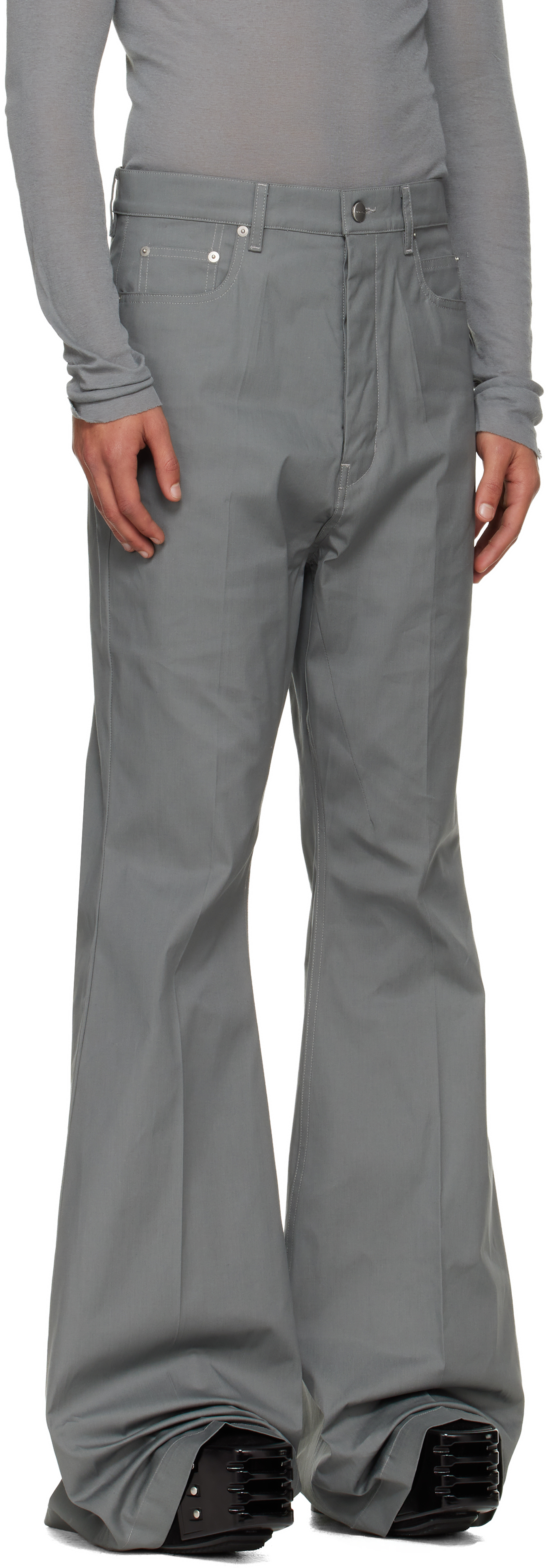 Rick Owens Gray Concordians Bolan Bootcut Trousers In Gray