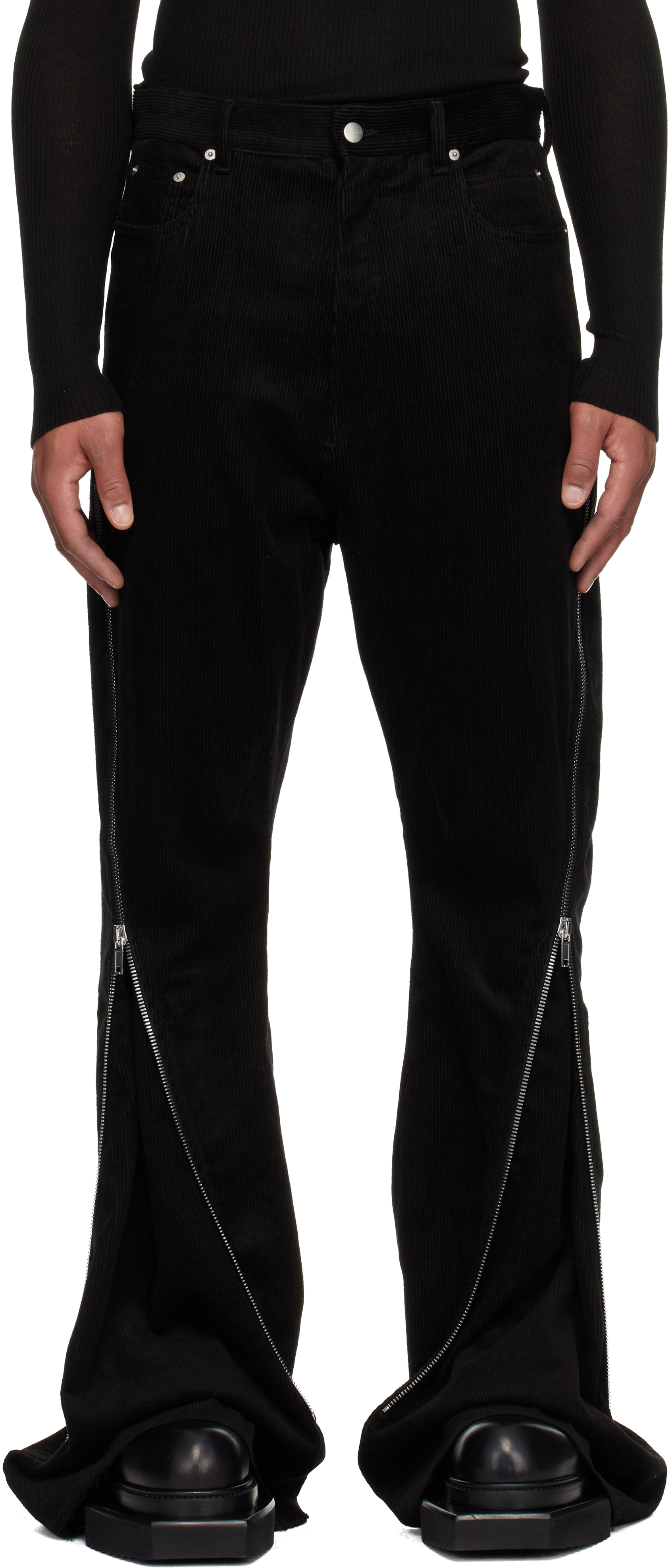 Black Concordians Bolan Banana Trousers by Rick Owens on Sale