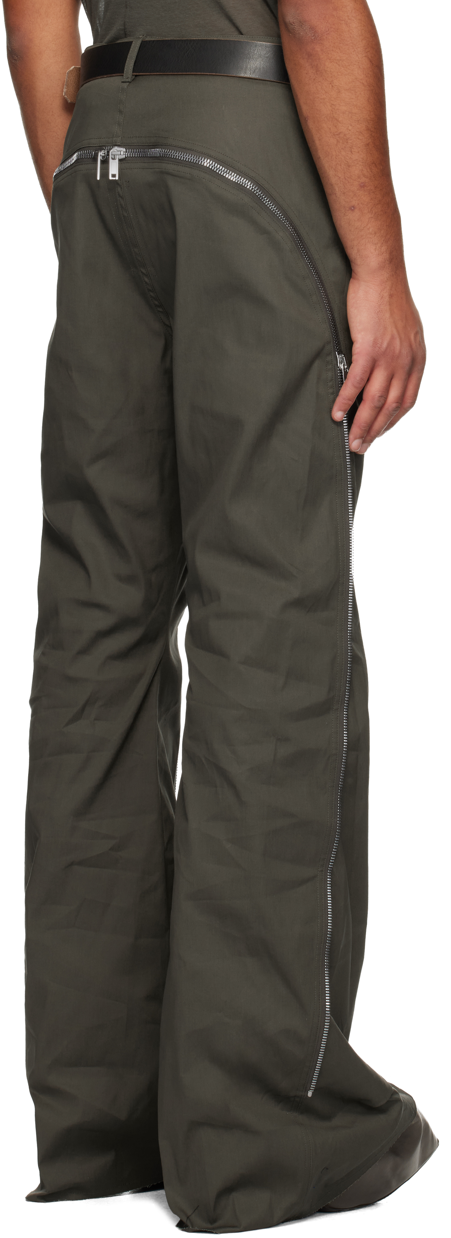 Rick Owens Khaki Bolan Bootcut Trousers In Gray