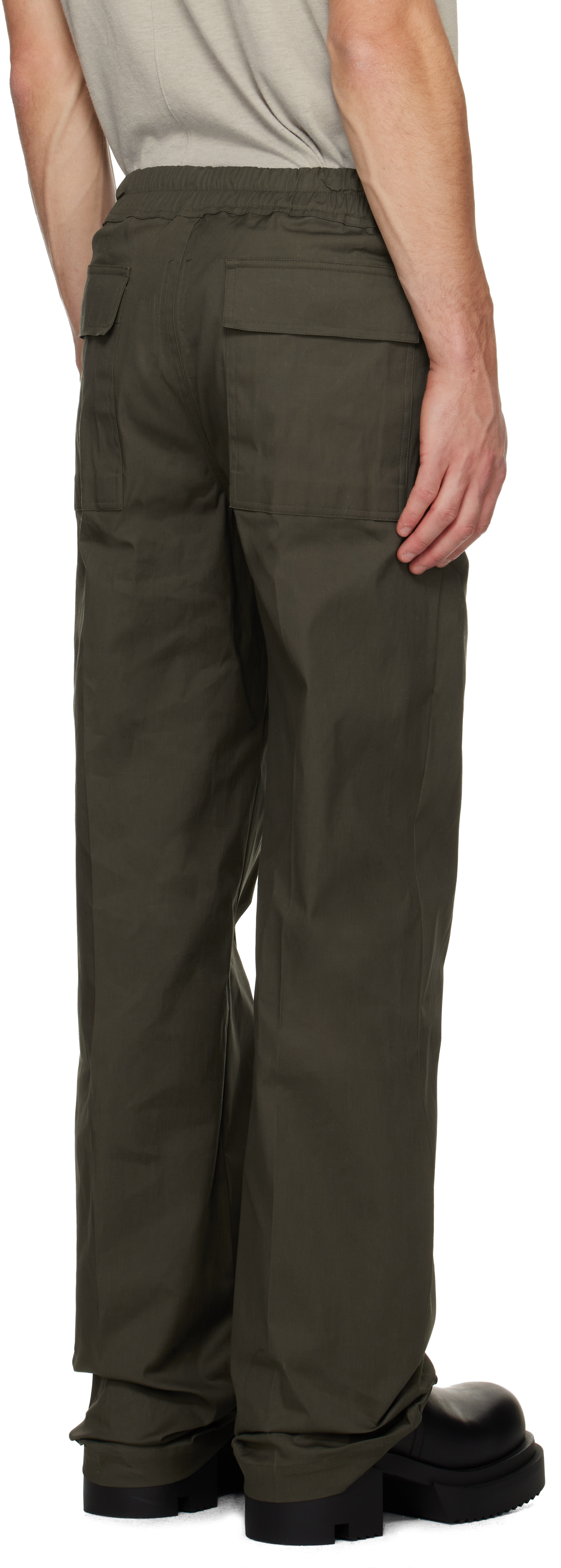 Rick Owens Khaki Concordians Dietrich Drawstring Trousers In Green