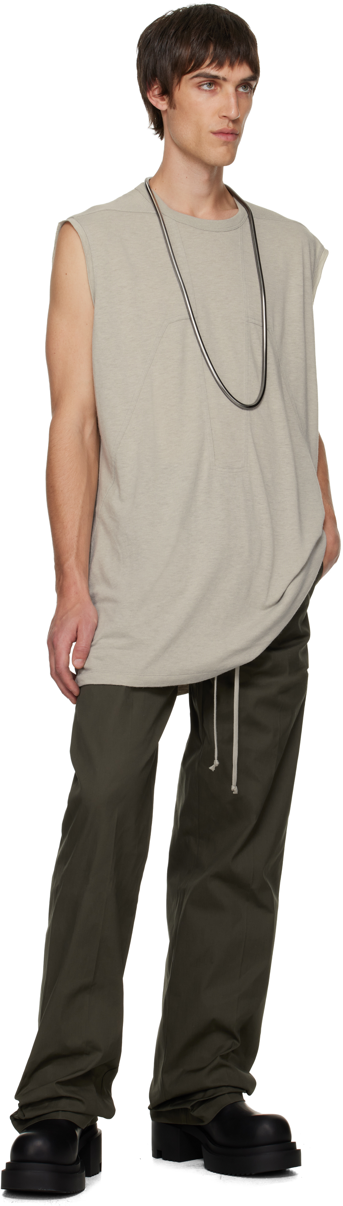 Rick Owens Khaki Concordians Dietrich Drawstring Trousers In Green