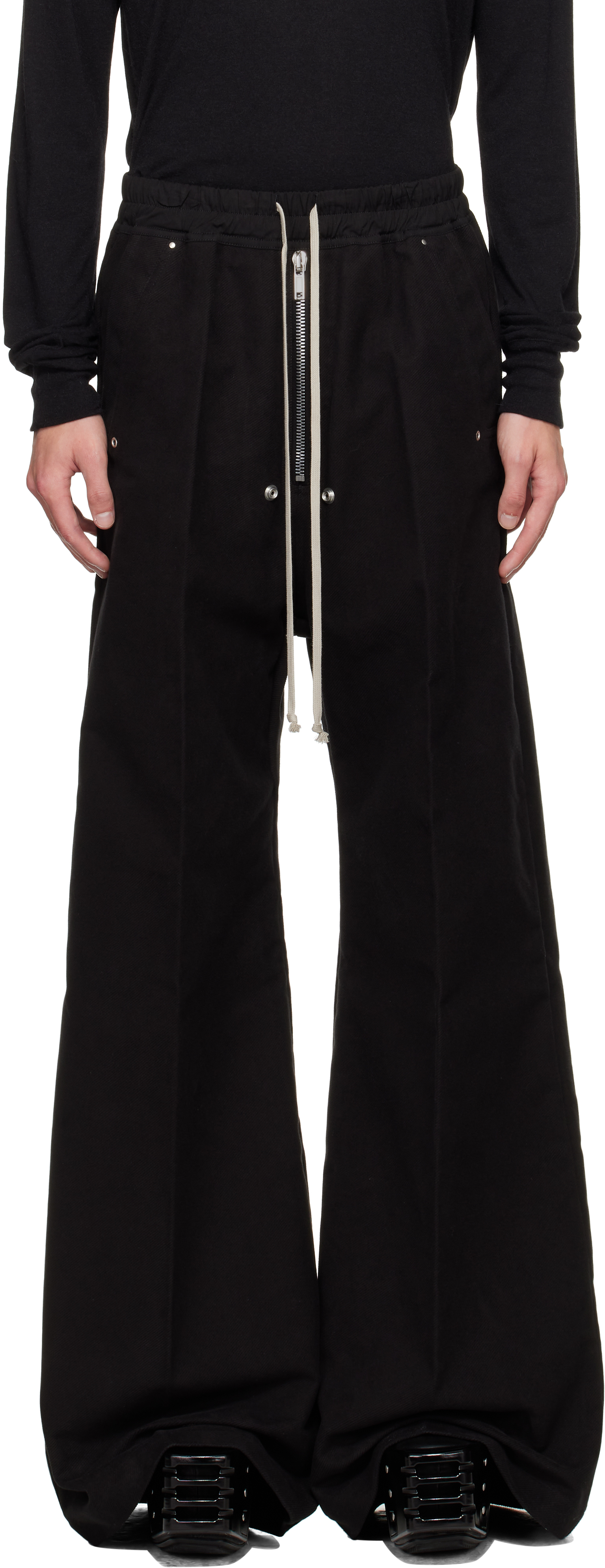 Rick Owens Black Concordians Wide Bela Trousers In Black