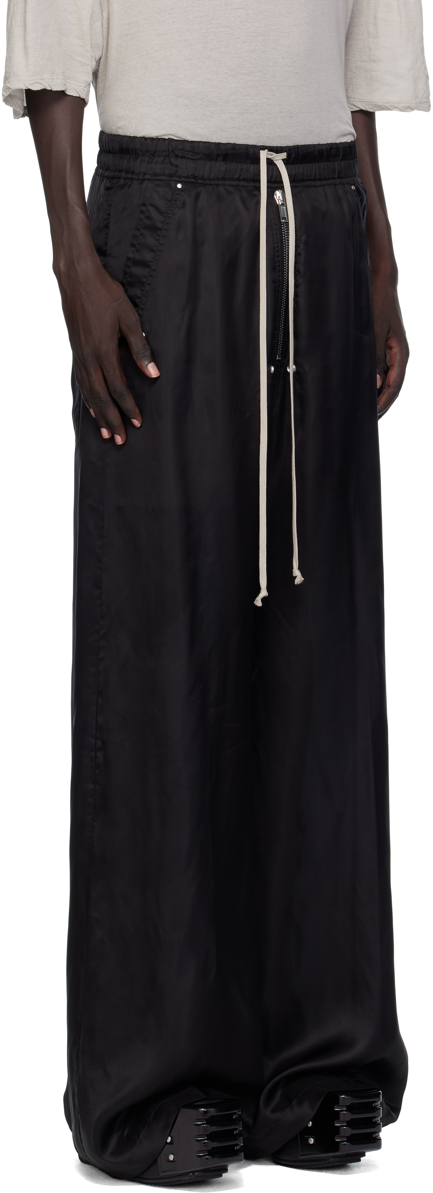 Rick Owens Black Concordians Wide Bela Trousers In Black