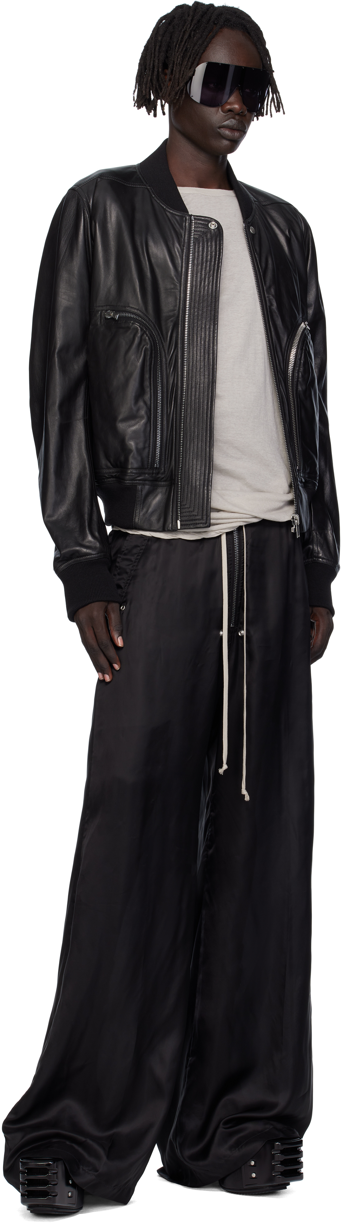 Rick Owens Black Concordians Wide Bela Trousers In Black