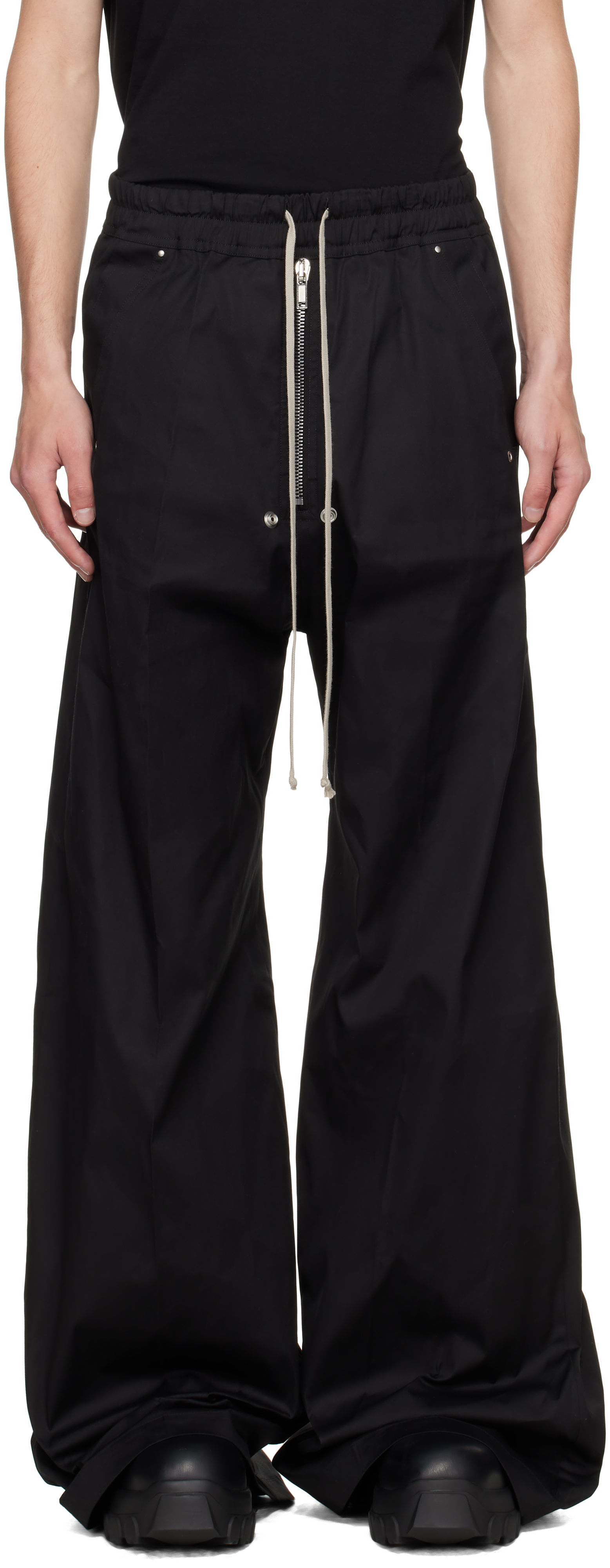 Rick Owens Black Concordians Wide Bela Trousers In Black