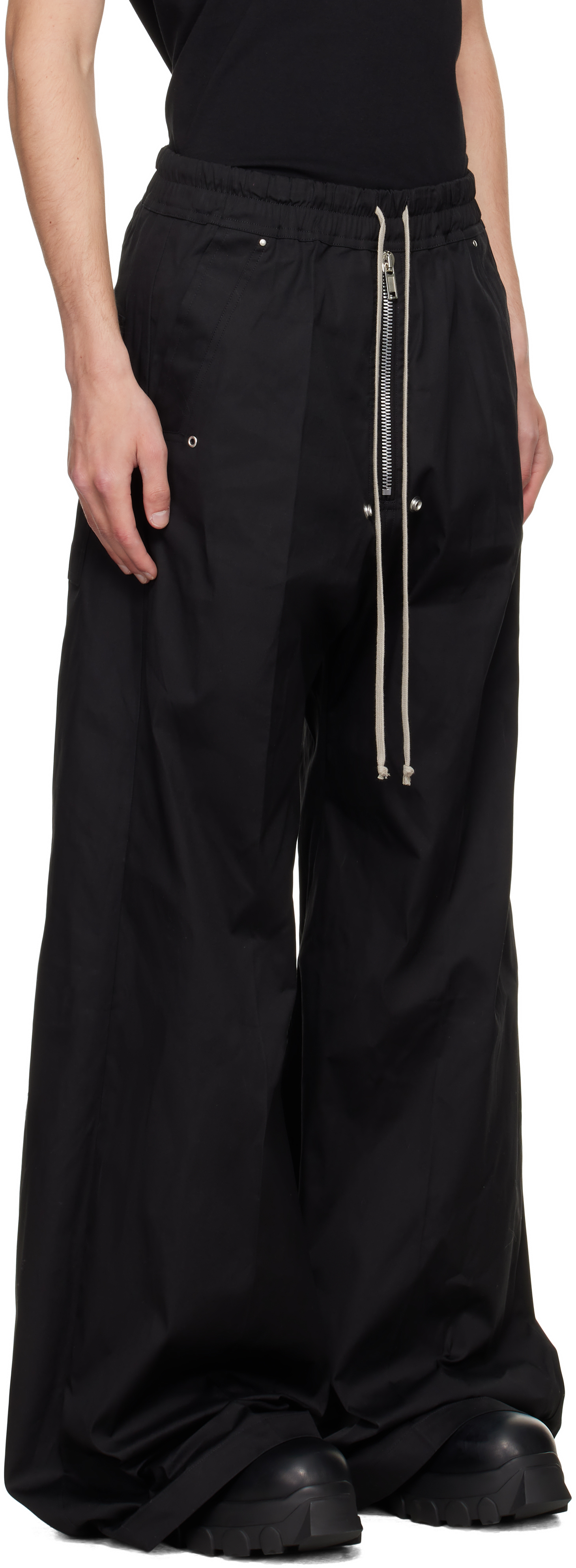 Rick Owens Black Concordians Wide Bela Trousers In Black