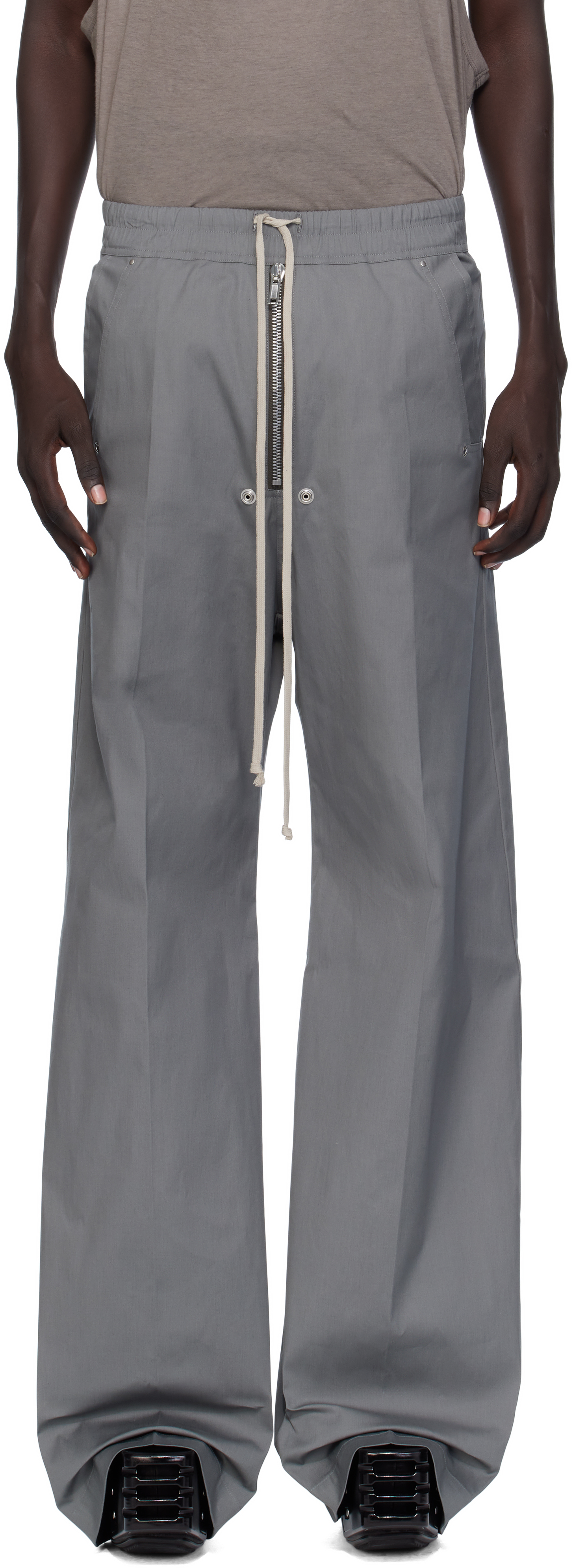 Rick Owens: Gray Concordians Wide Bela Trousers | SSENSE