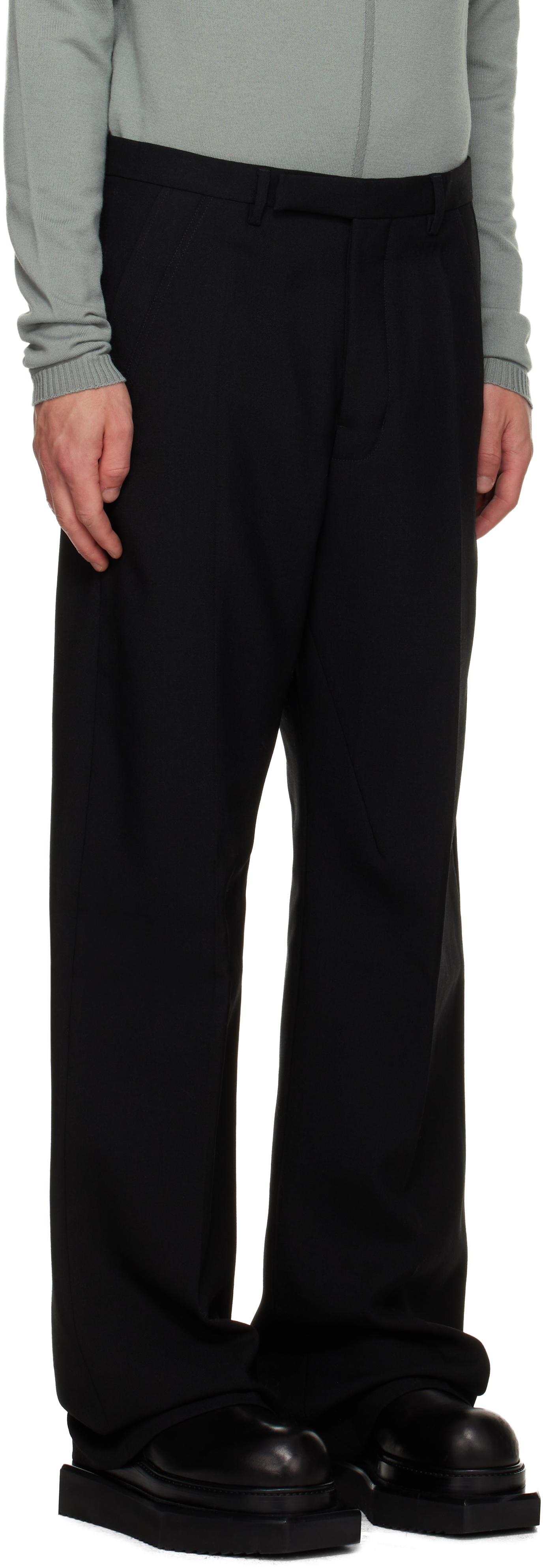 Rick Owens Black Concordians Tailored Geth Trousers In Black