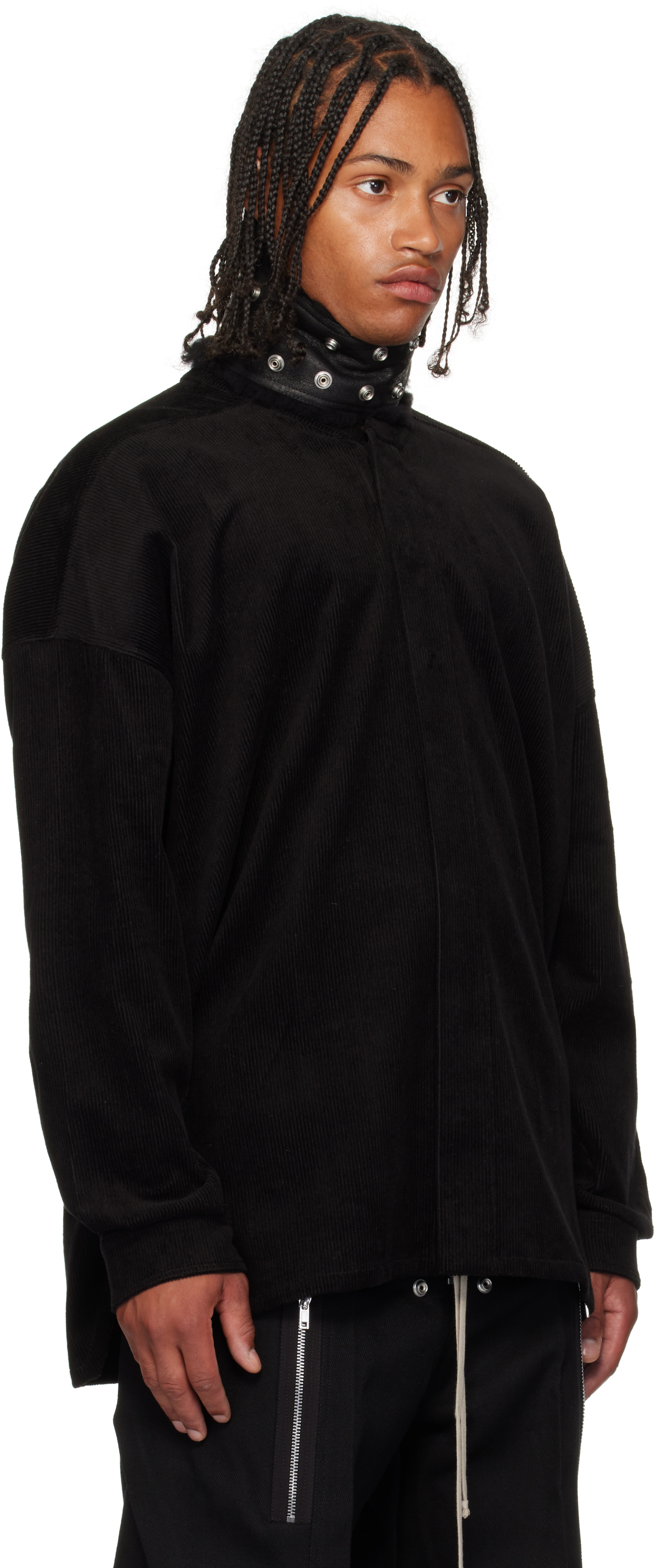 Rick Owens Black Concordians Jumbo Faun Shirt In Black
