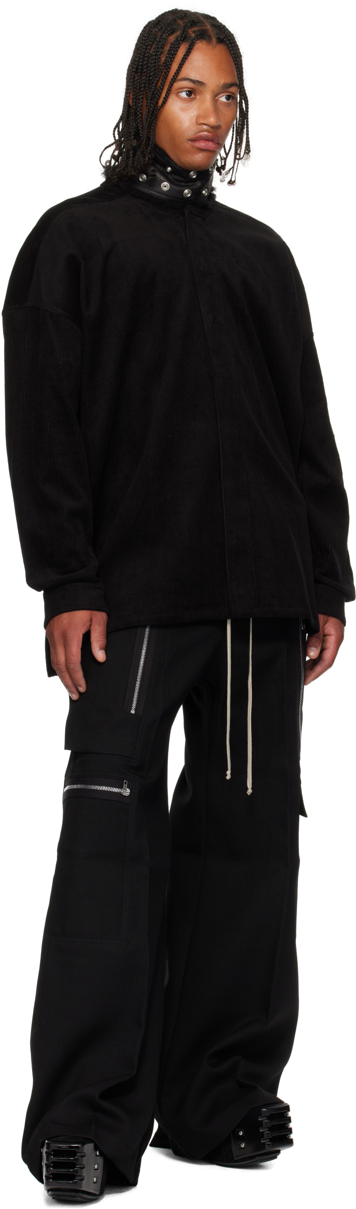 Rick Owens Black Concordians Jumbo Faun Shirt In Black
