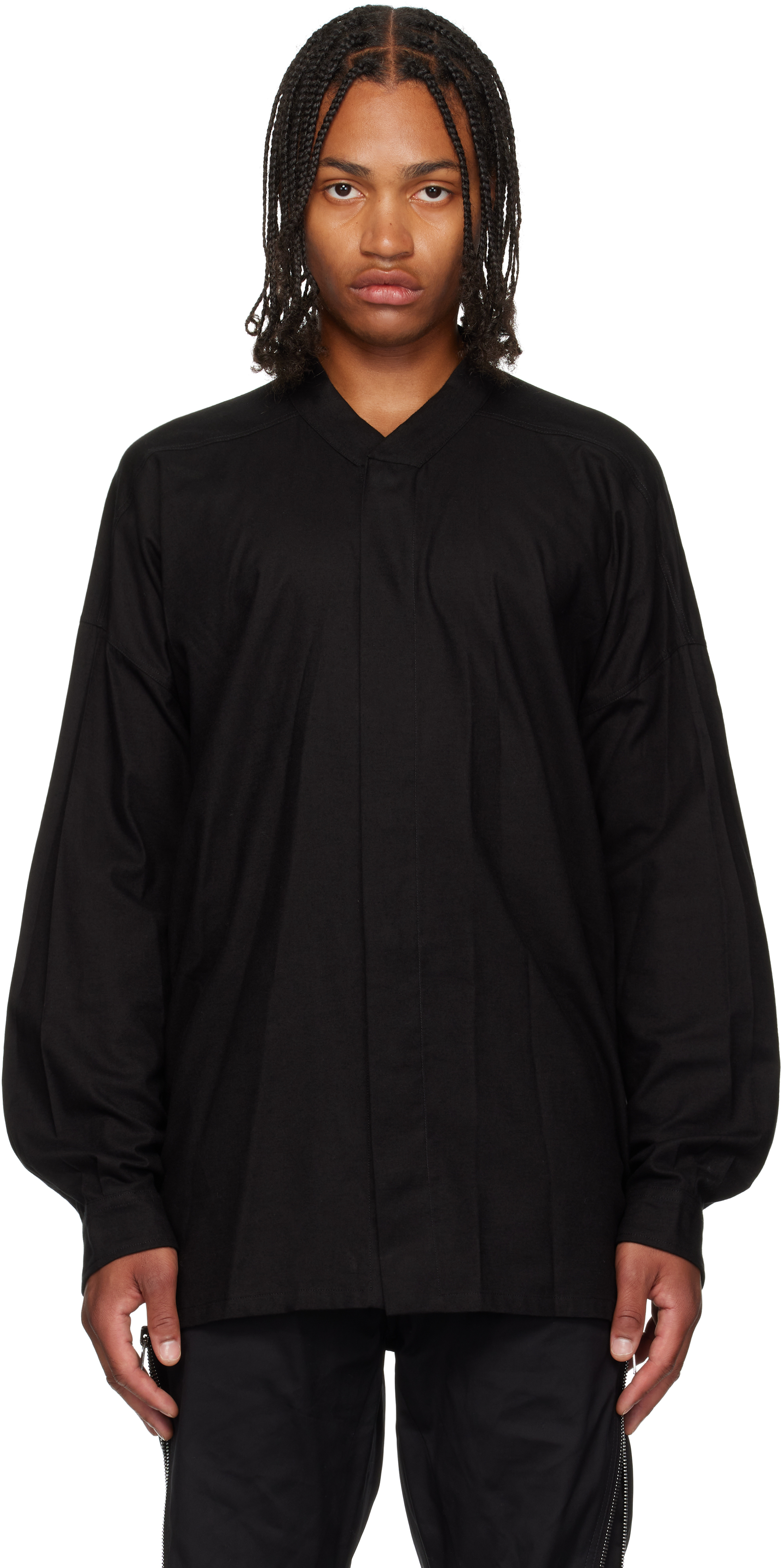 Rick Owens: ブラック Concordians Jumbo Faun シャツ | SSENSE 日本