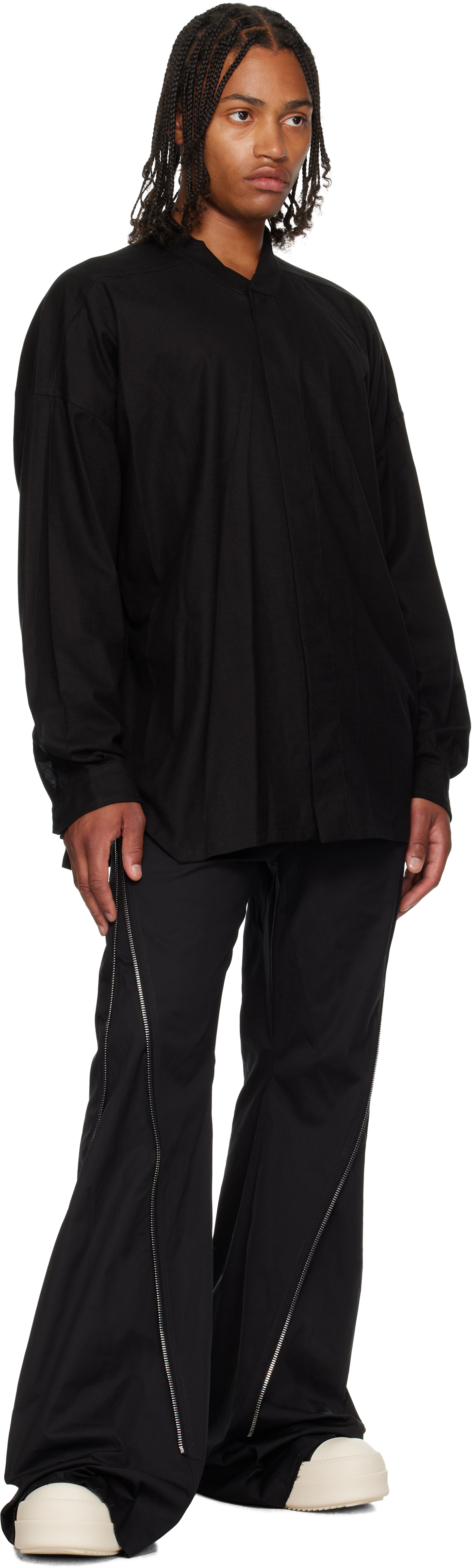 Rick Owens Black Concordians Jumbo Faun Shirt In Black