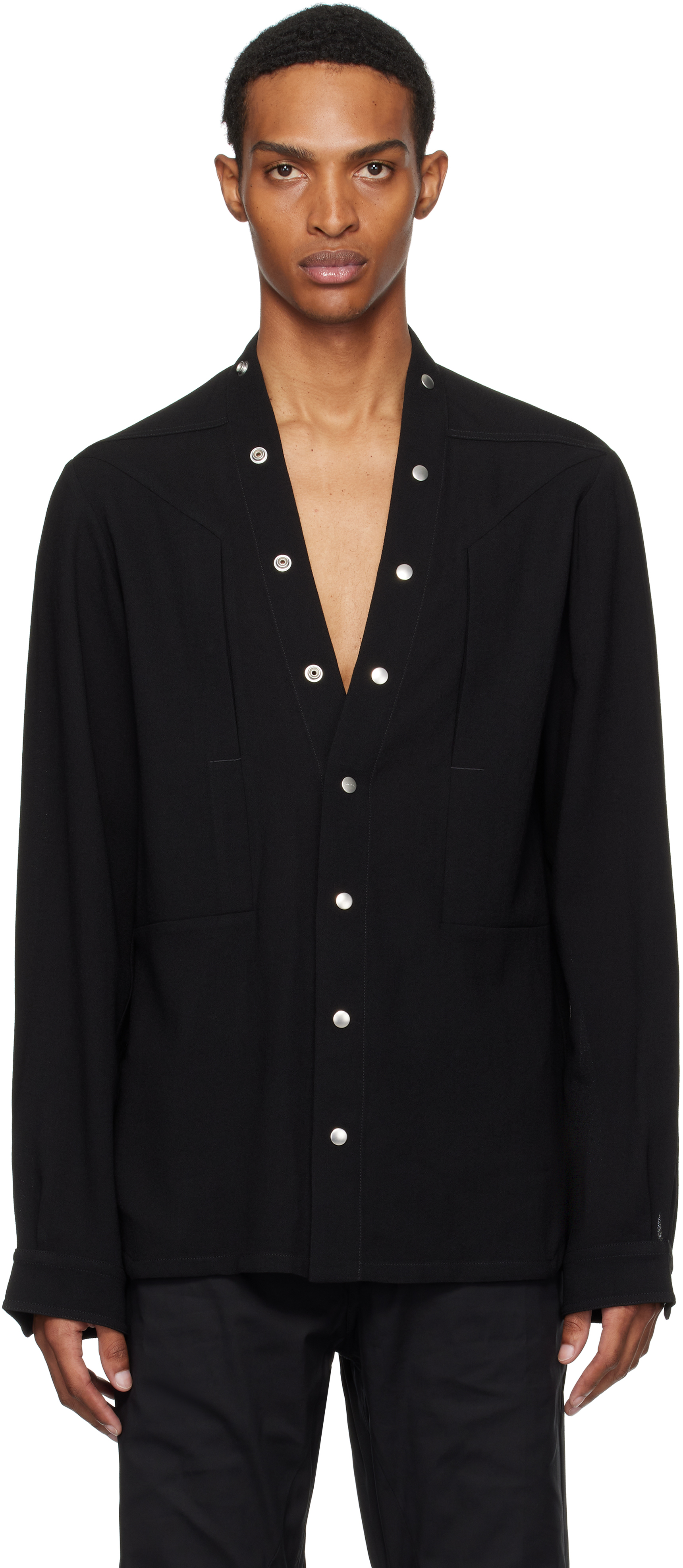 Gray Larry Fogpocket Shirt by Rick Owens on Sale