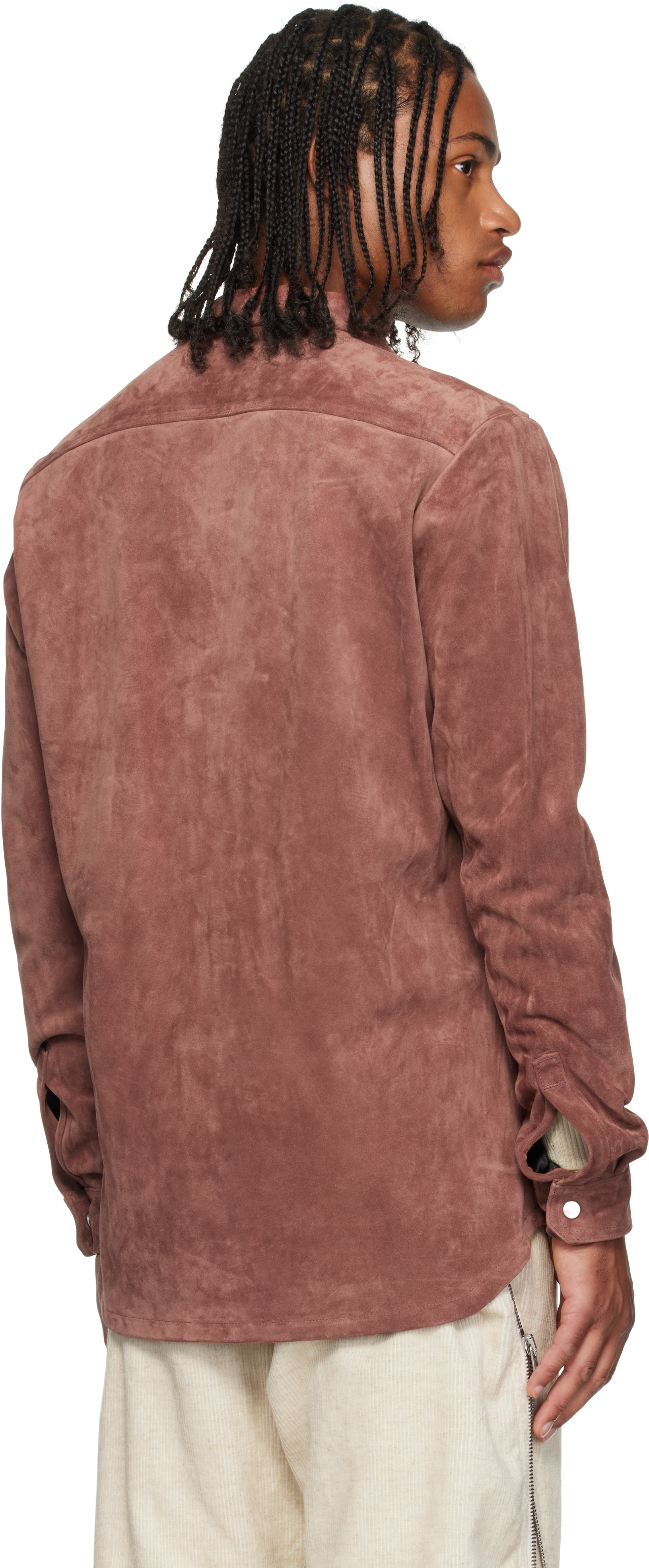 Rick Owens Pink Concordians Larry Fogpocket Suede Jacket In Brown