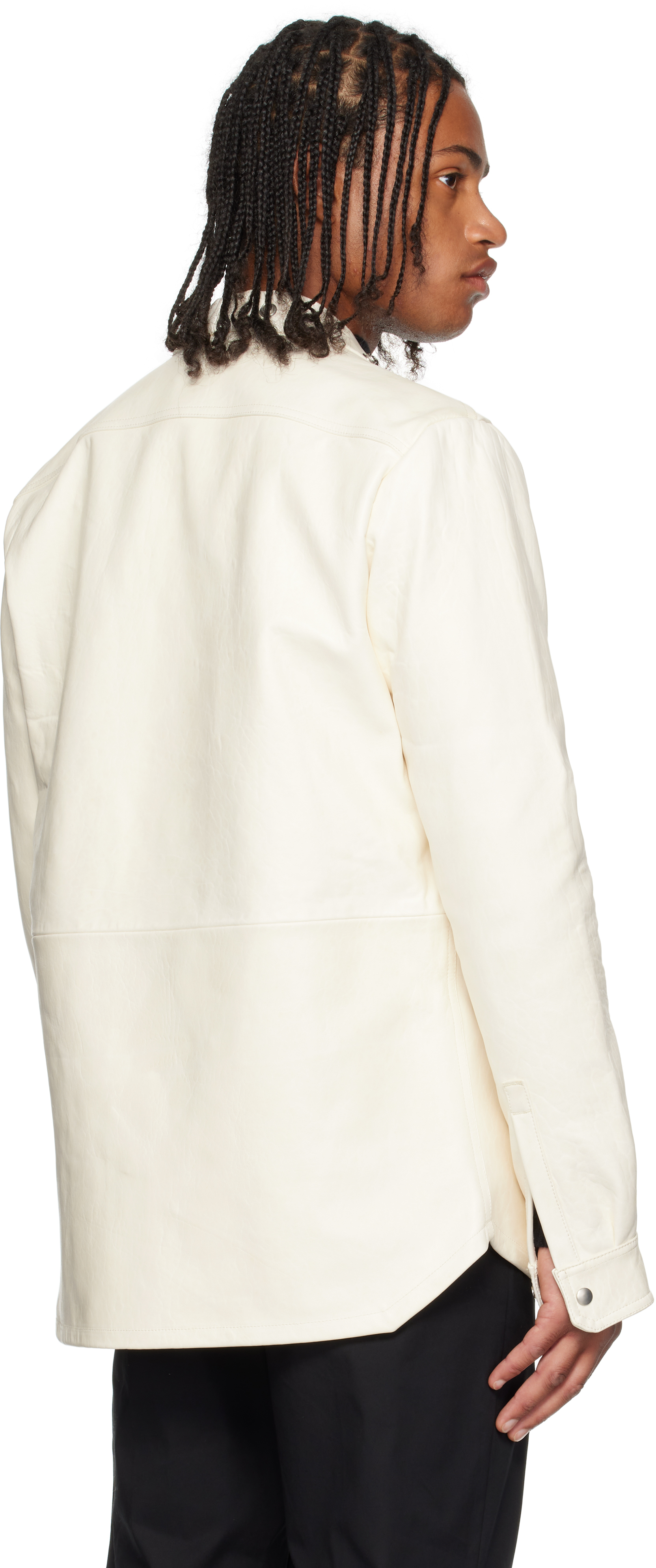 Rick Owens Off-white Concordians Larry Fogpocket Leather Jacket In Neutral