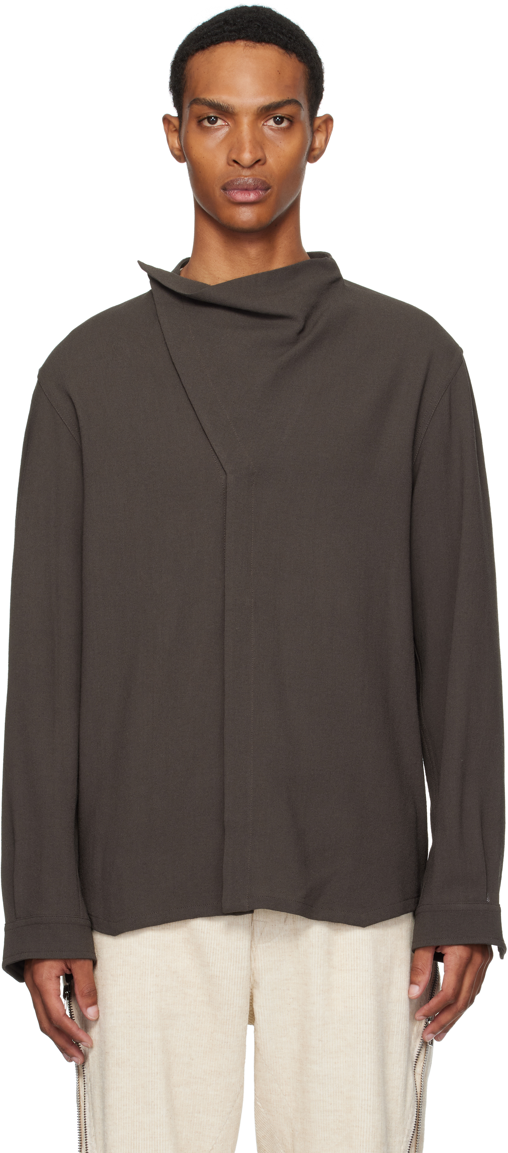 Rick Owens / I/CONCORDIANS  SHIRT/長袖シャツ/48/コーデュロイ/BEG Gray Concordians Island Shirt by Rick Owens on Sale