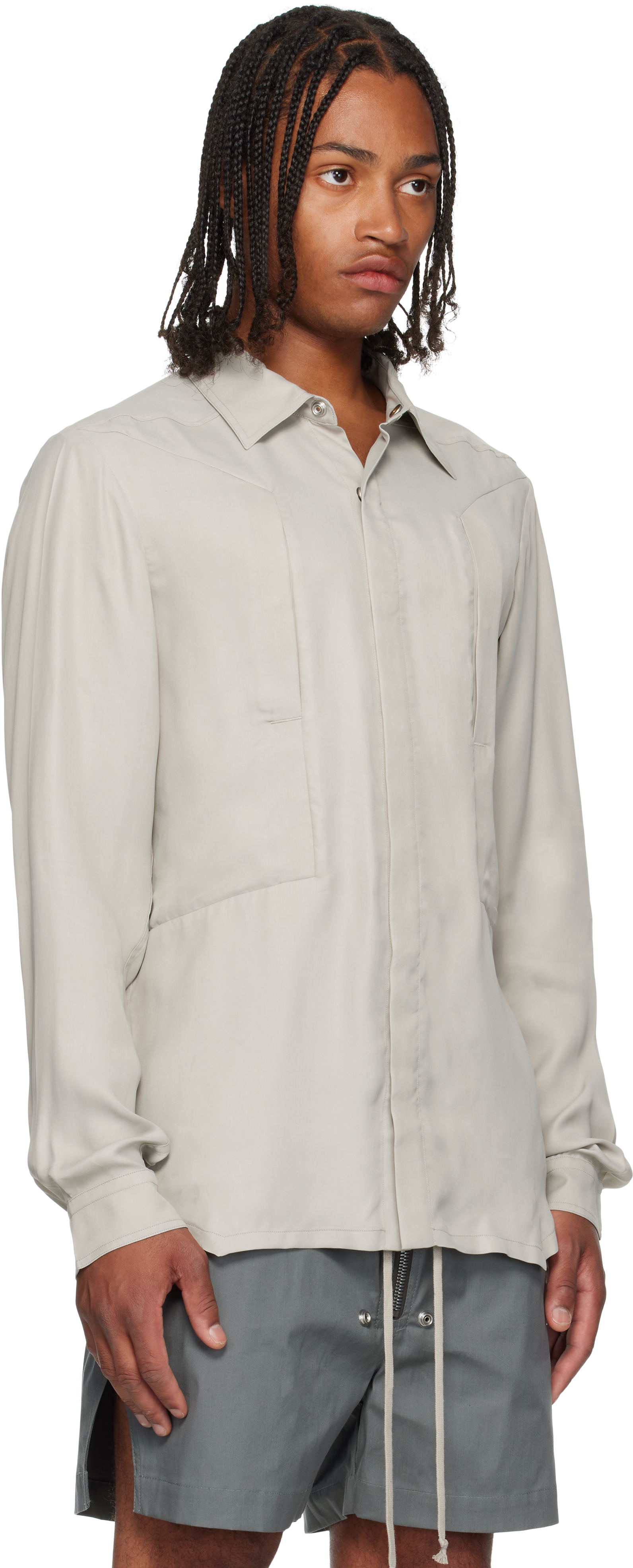 Rick Owens Off-white Concordians Fogpocket Shirt In Gray