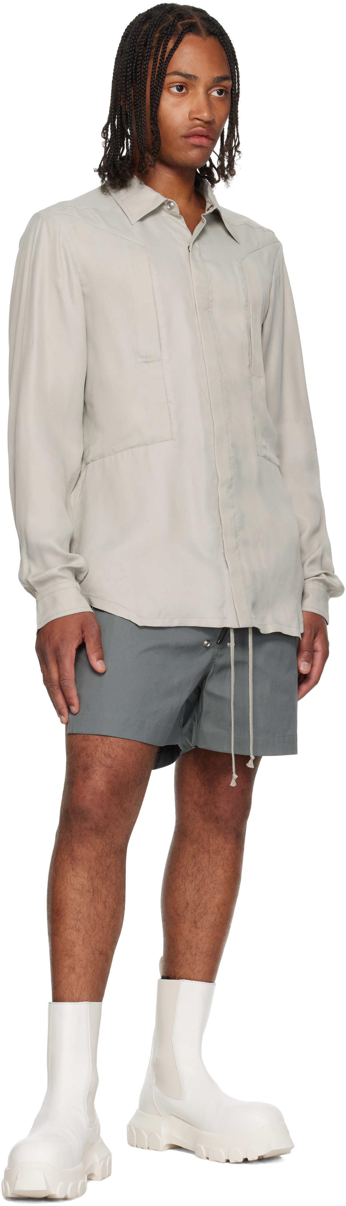 Rick Owens Off-white Concordians Fogpocket Shirt In Gray