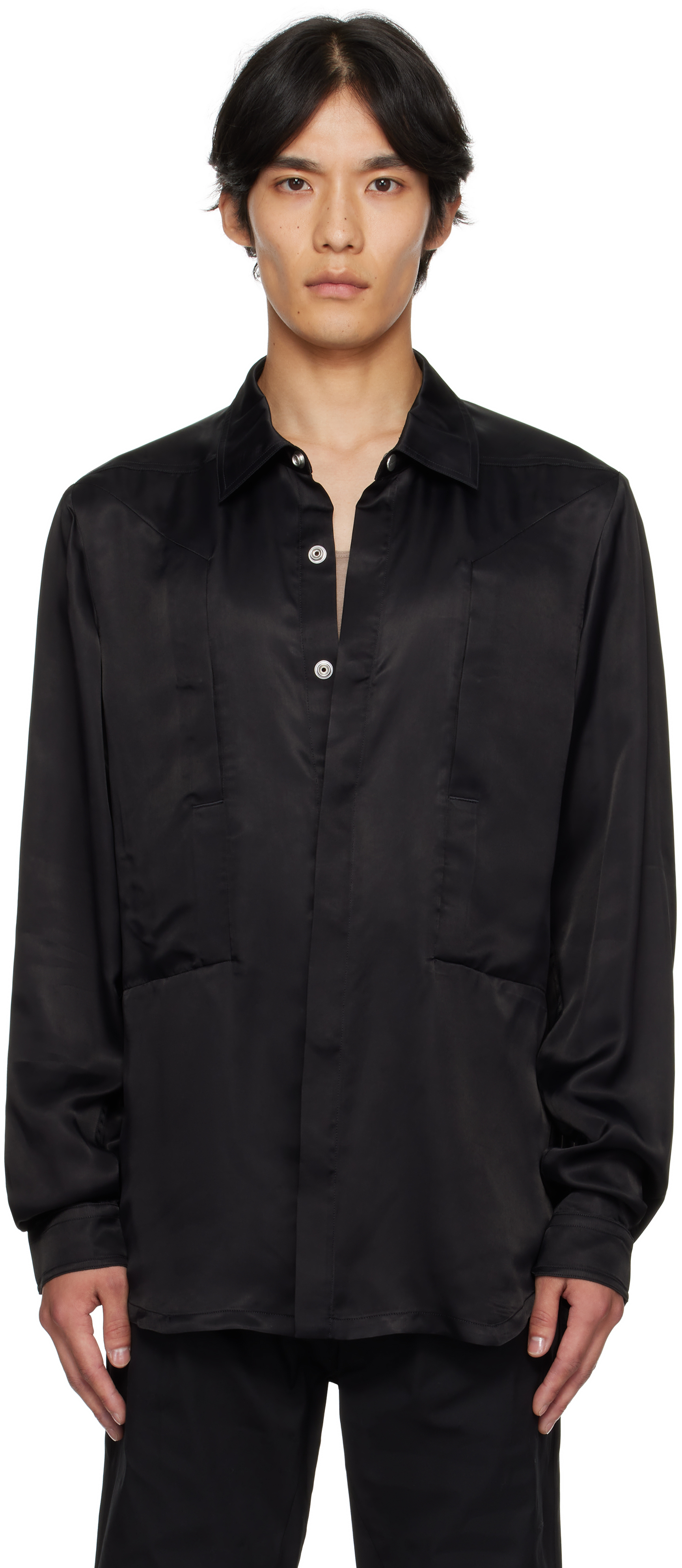 Rick Owens Black Concordians Fogpocket Outer Shirt In Black