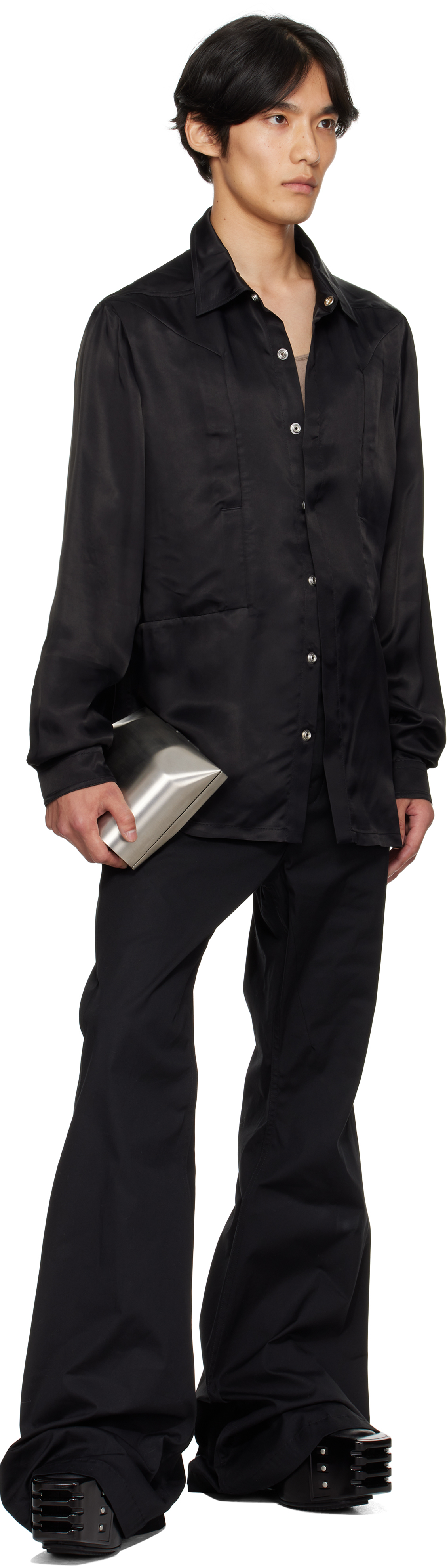 Rick Owens Black Concordians Fogpocket Outer Shirt In Black