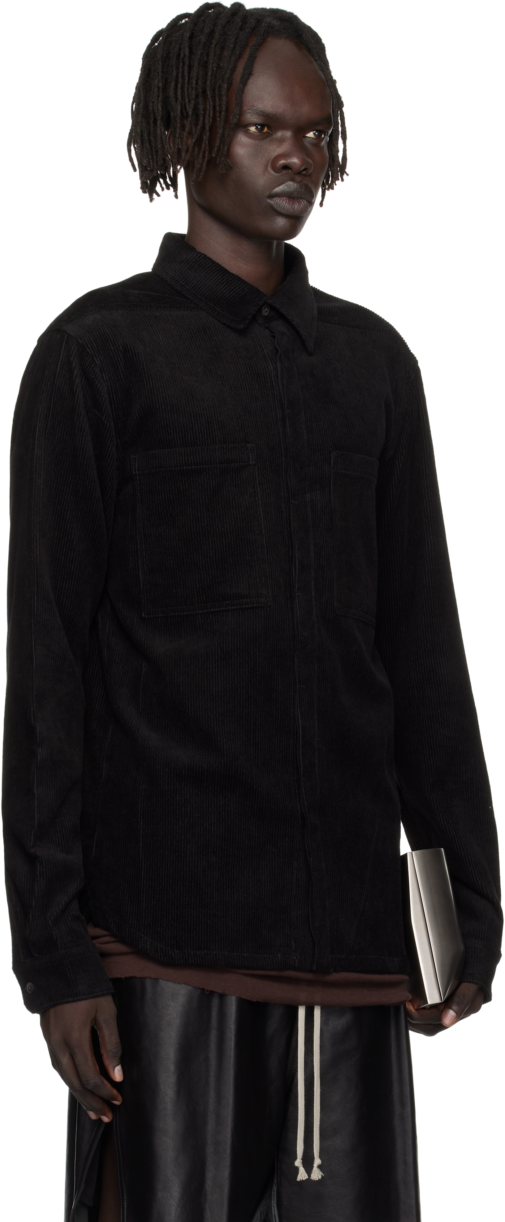 Rick Owens Black Concordians Work Shirt In Black