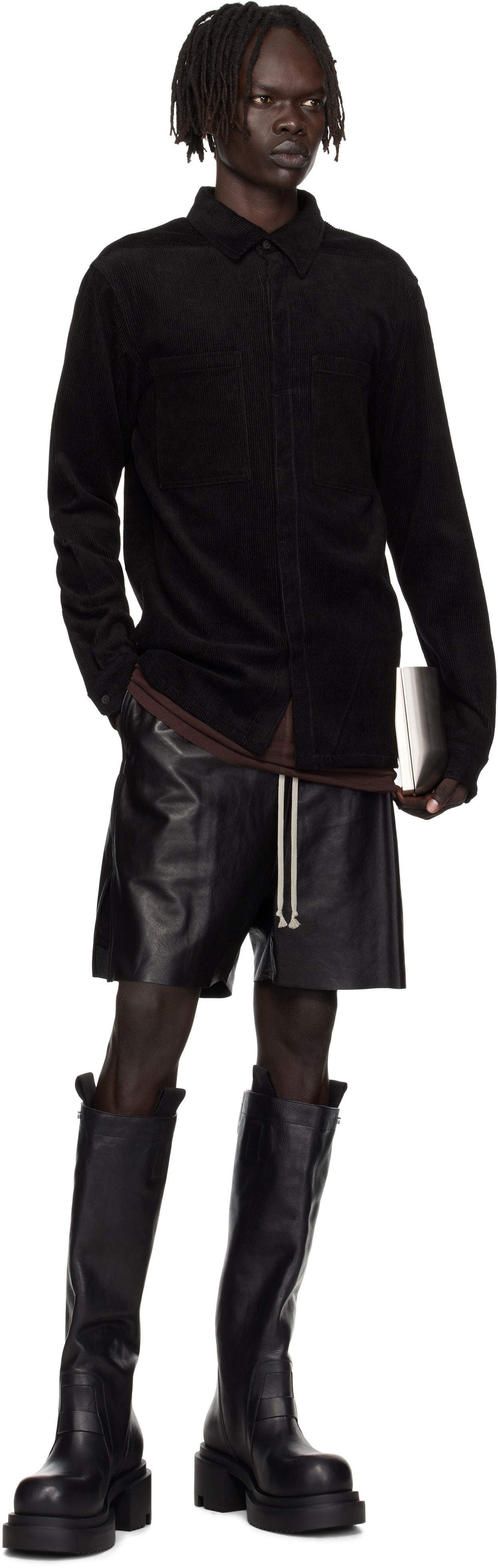 Rick Owens Black Concordians Work Shirt In Black