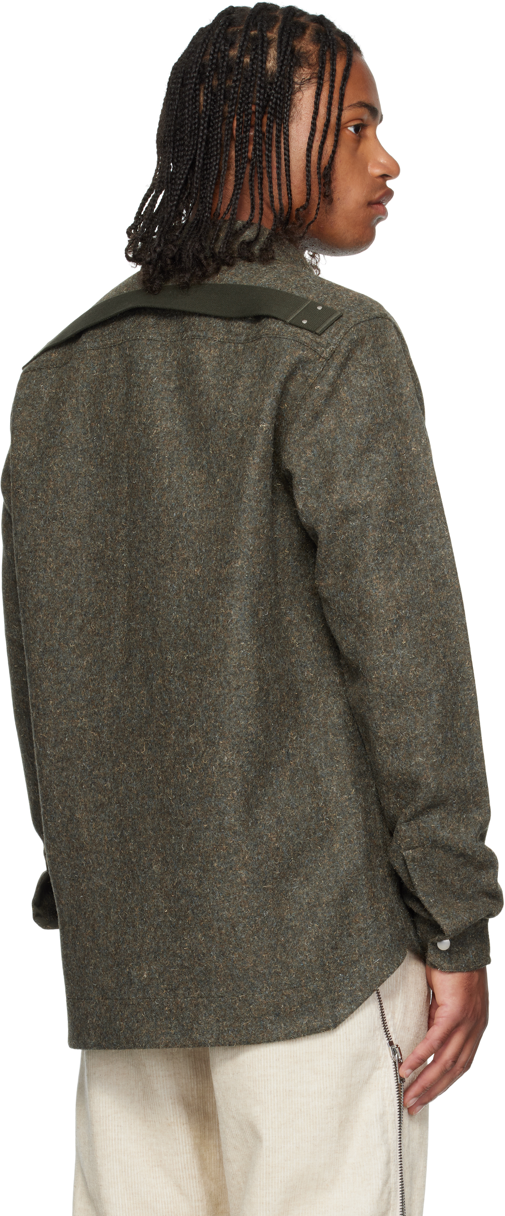 Rick Owens Khaki Concordians Rugged Wool Shirt