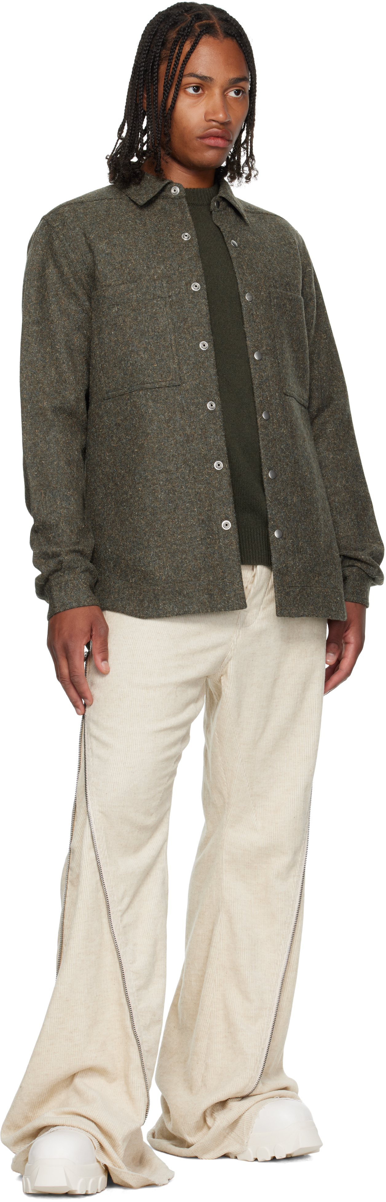 Rick Owens Khaki Concordians Rugged Wool Shirt