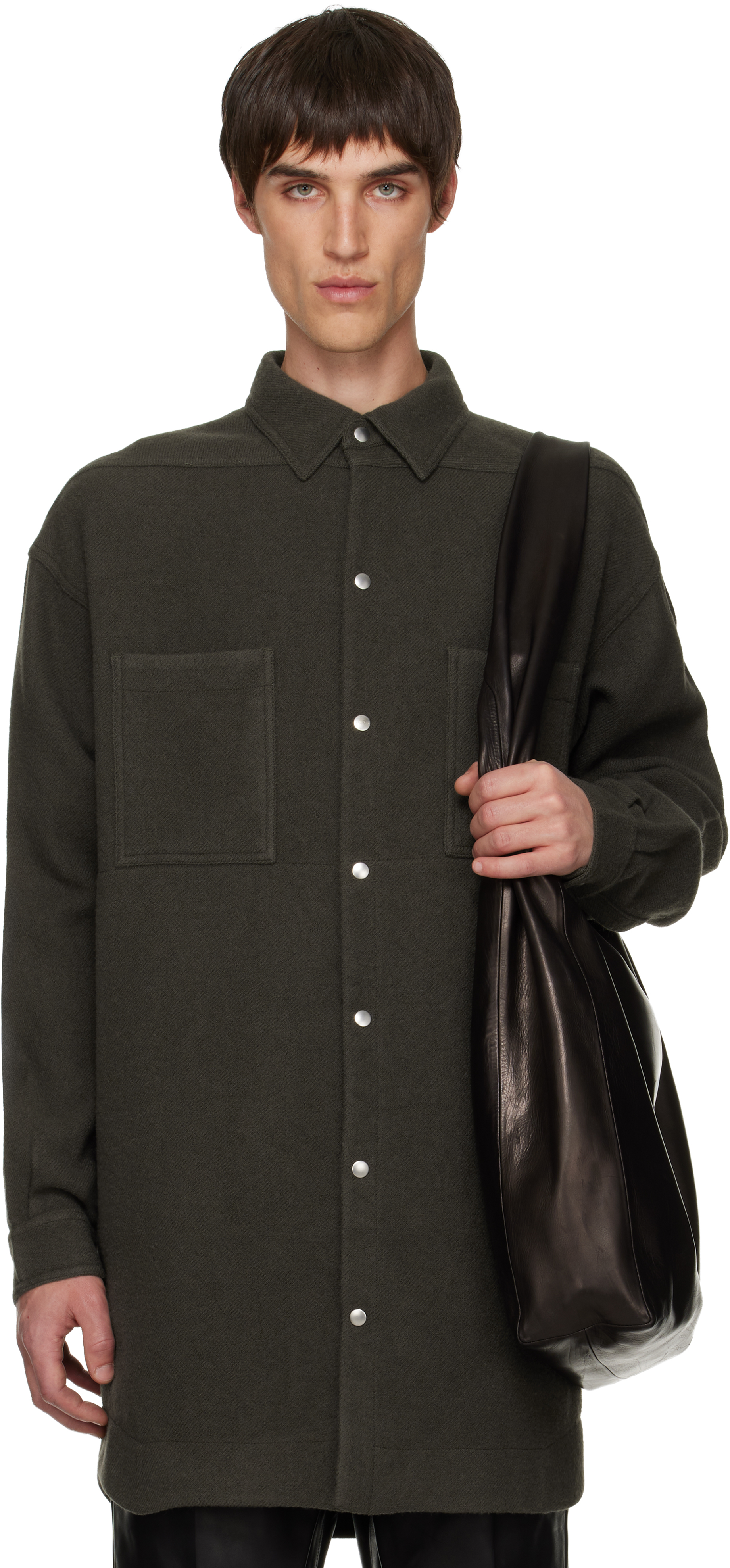 Khaki Concordians Oversized Outershirt by Rick Owens on Sale