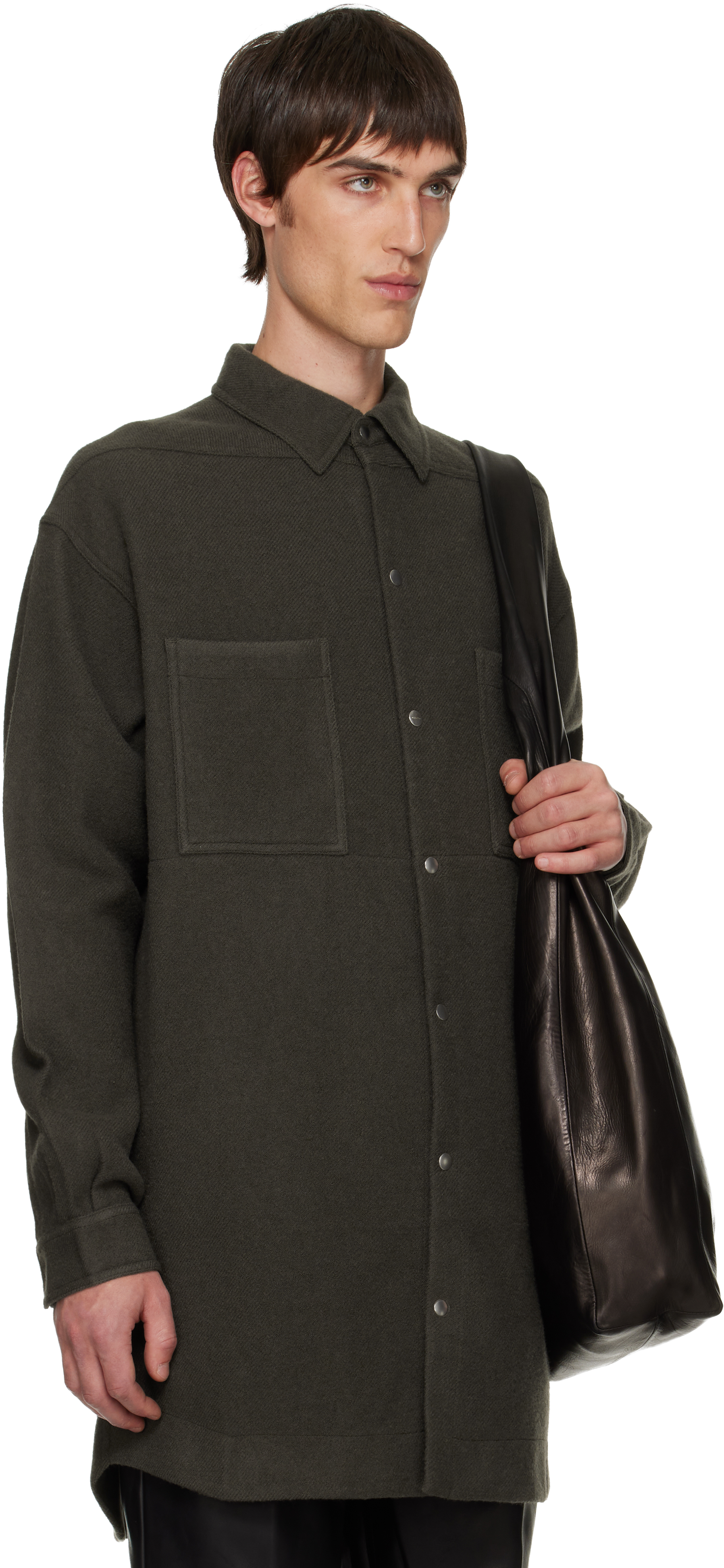 Rick Owens Khaki Concordians Oversized Outershirt In Green