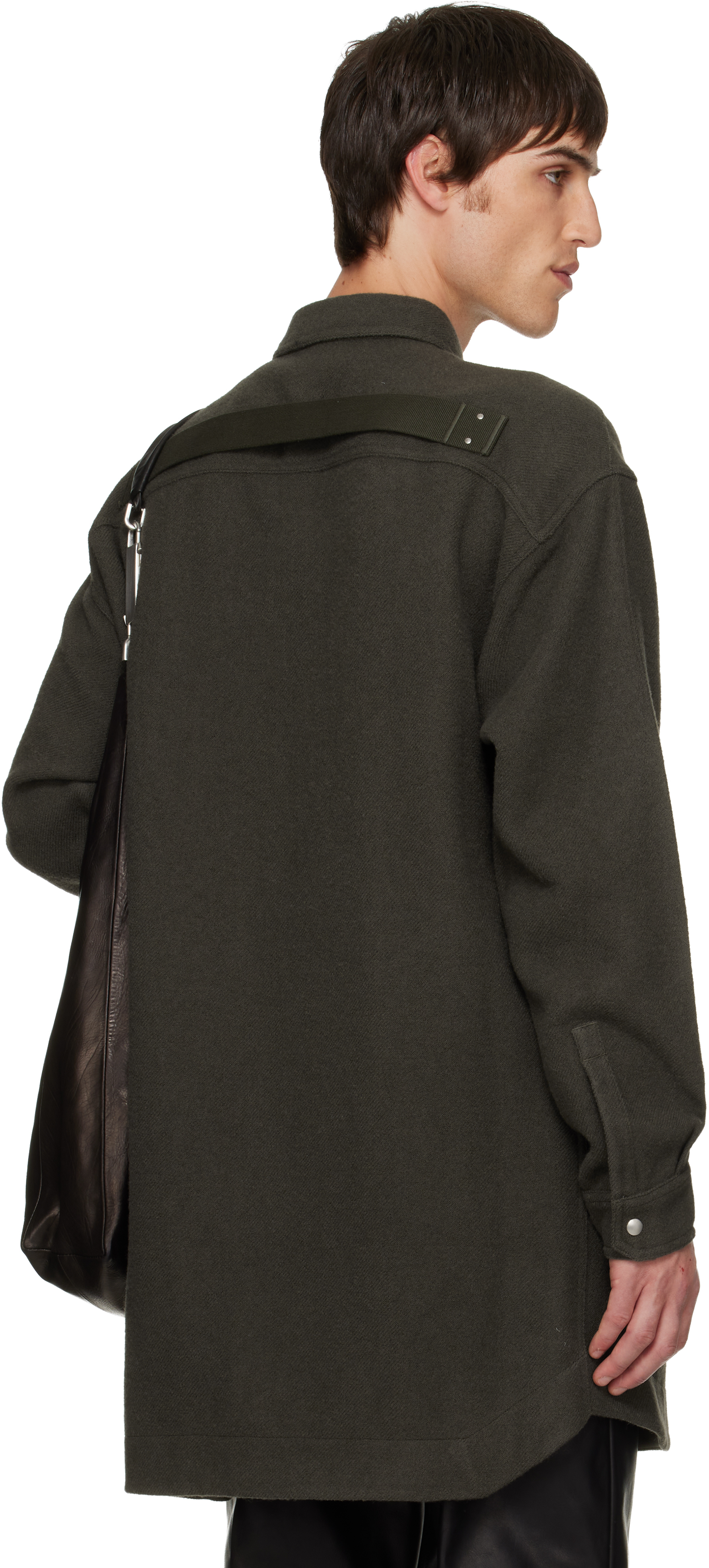 Rick Owens Khaki Concordians Oversized Outershirt In Green