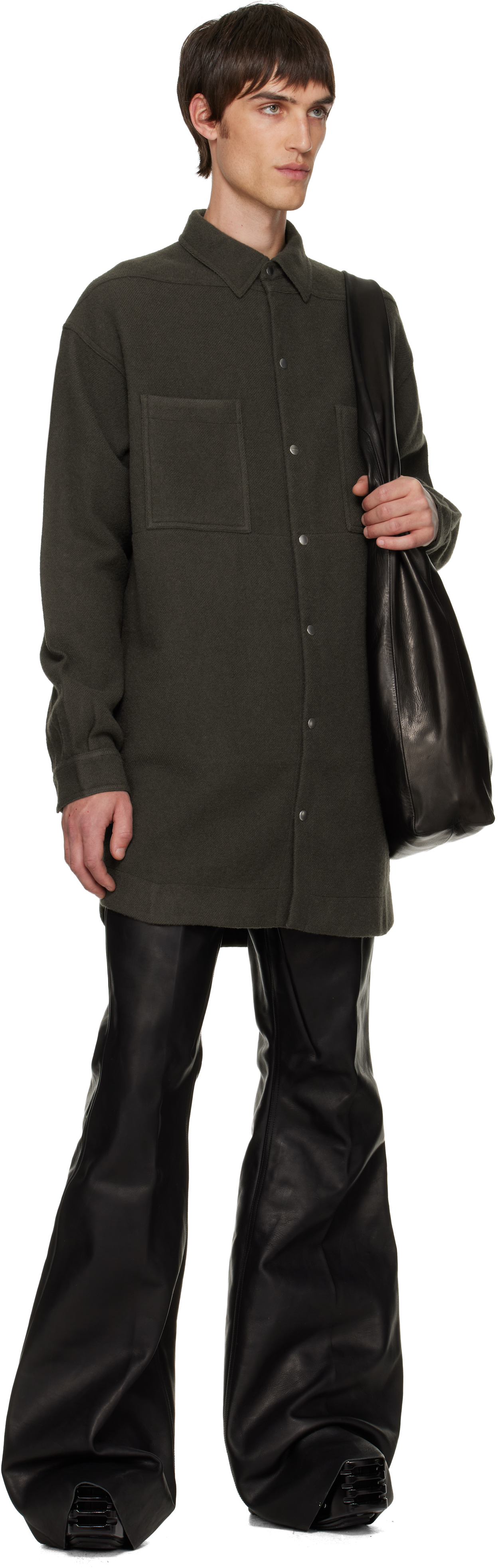 Rick Owens Khaki Concordians Oversized Outershirt In Green