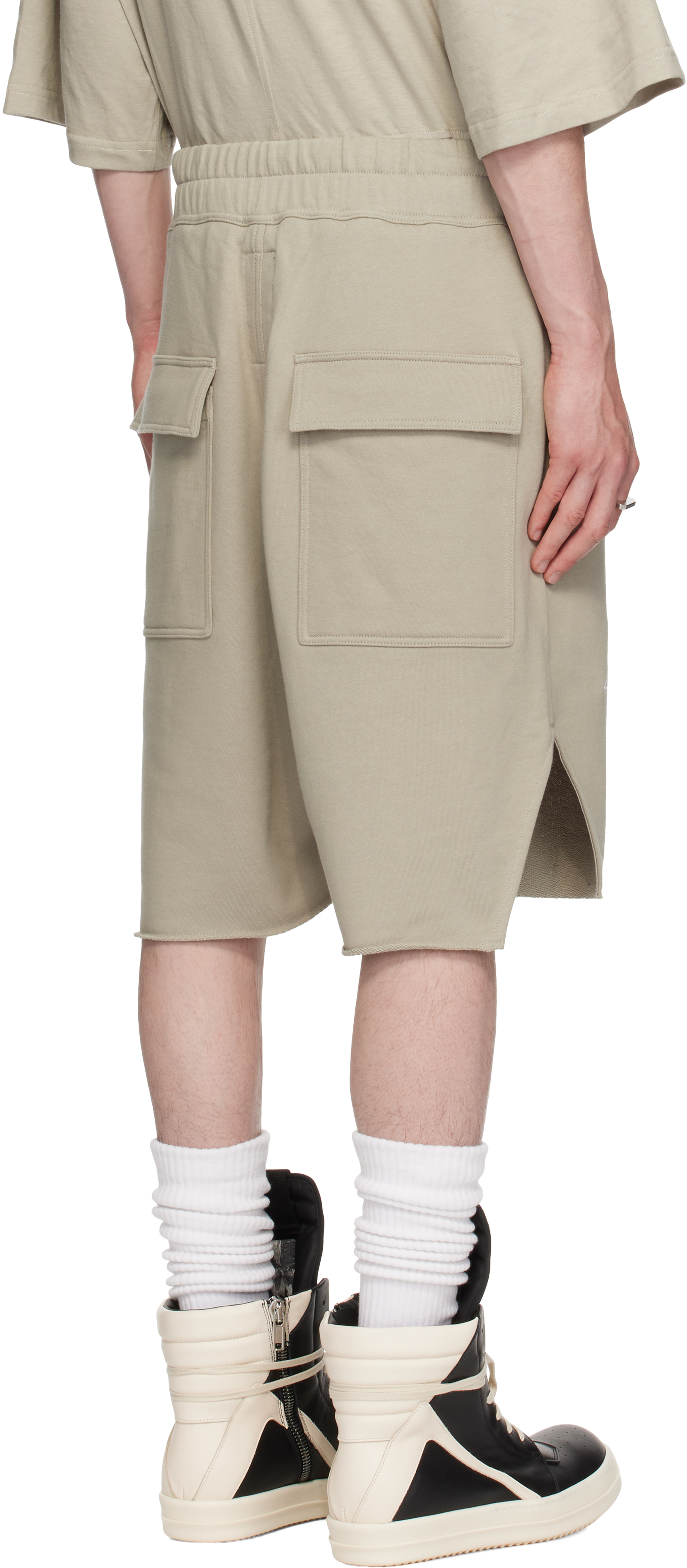 Rick Owens Off-white Champion Edition Beveled Pods Shorts In Neutral