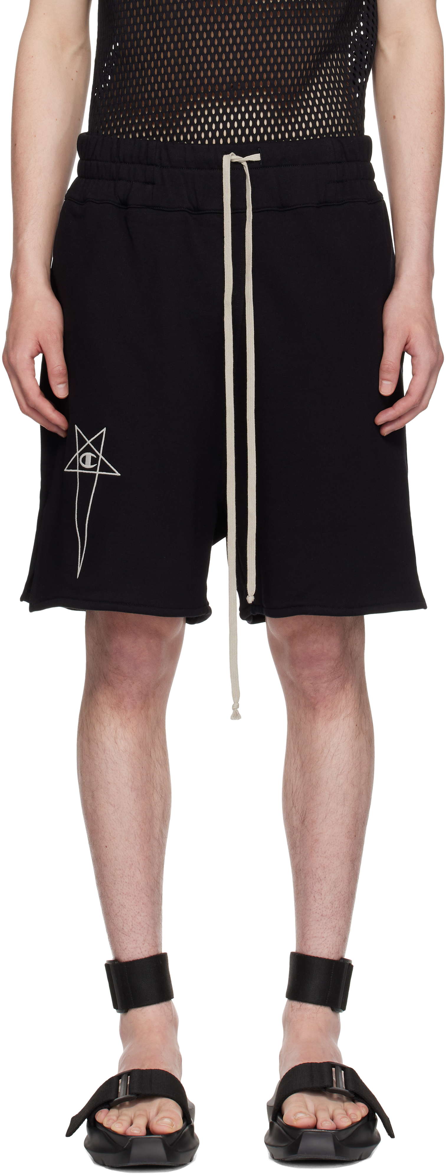 Rick Owens Champion Elastic Waistband Bermuda Shorts With Side Pockets