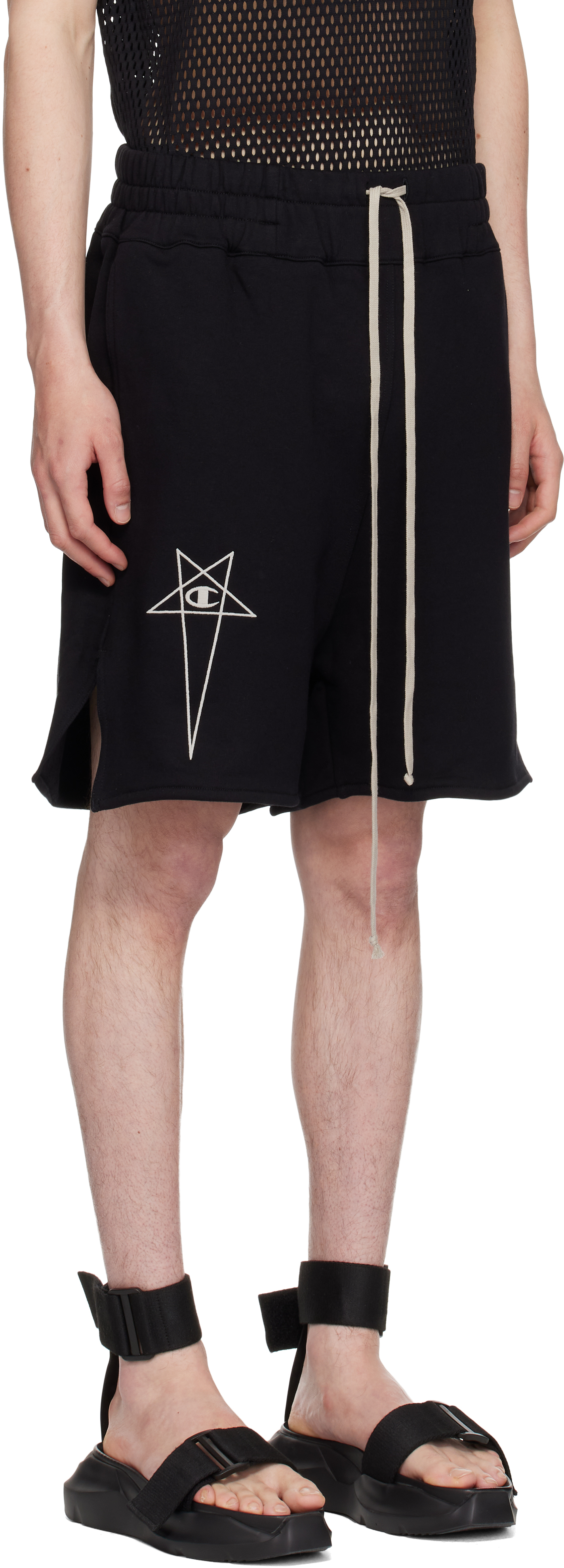 Rick Owens Champion Elastic Waistband Bermuda Shorts With Side Pockets