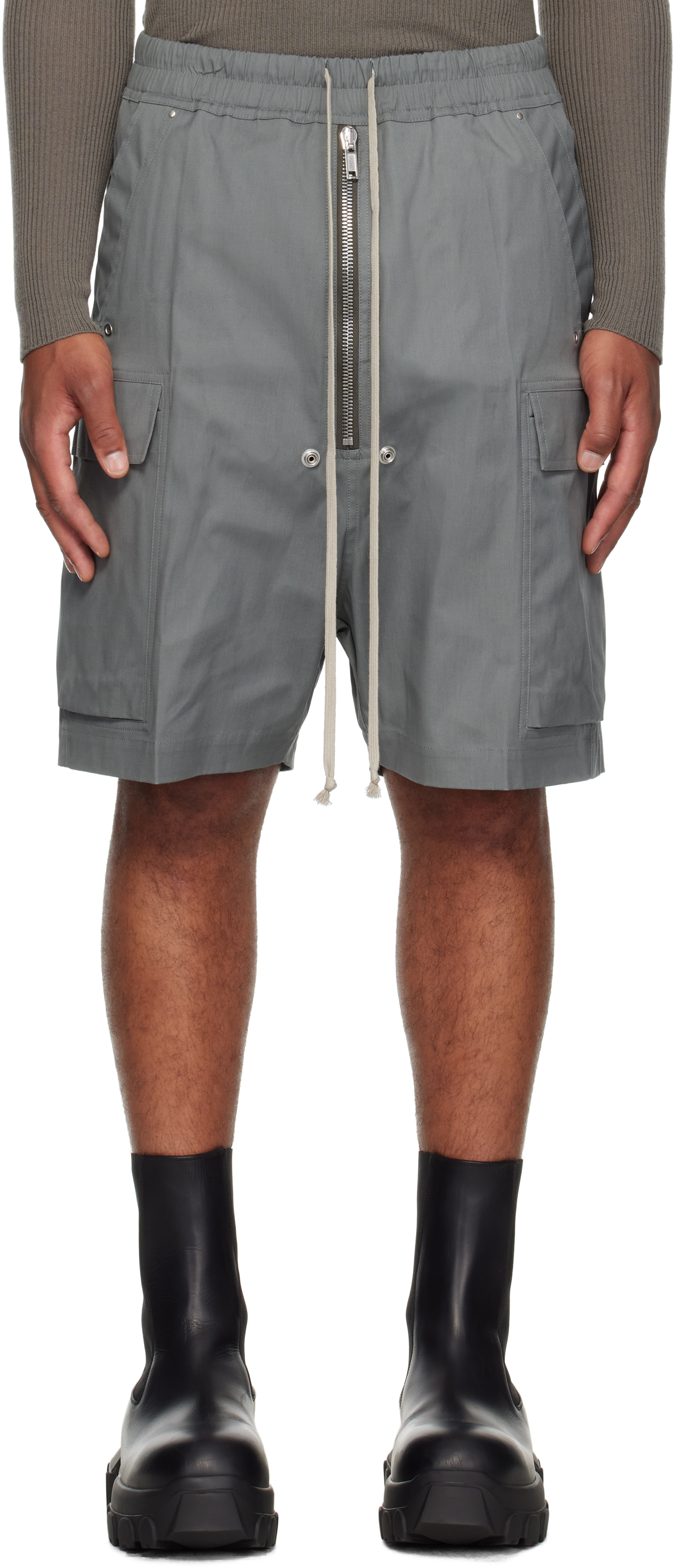 Rick Owens Gray Concordians Cargobela Cargo Shorts In Gray