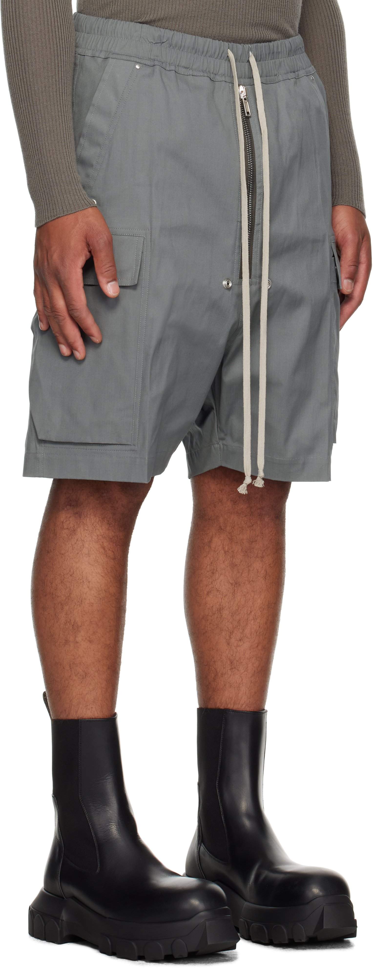 Rick Owens Gray Concordians Cargobela Cargo Shorts In Gray