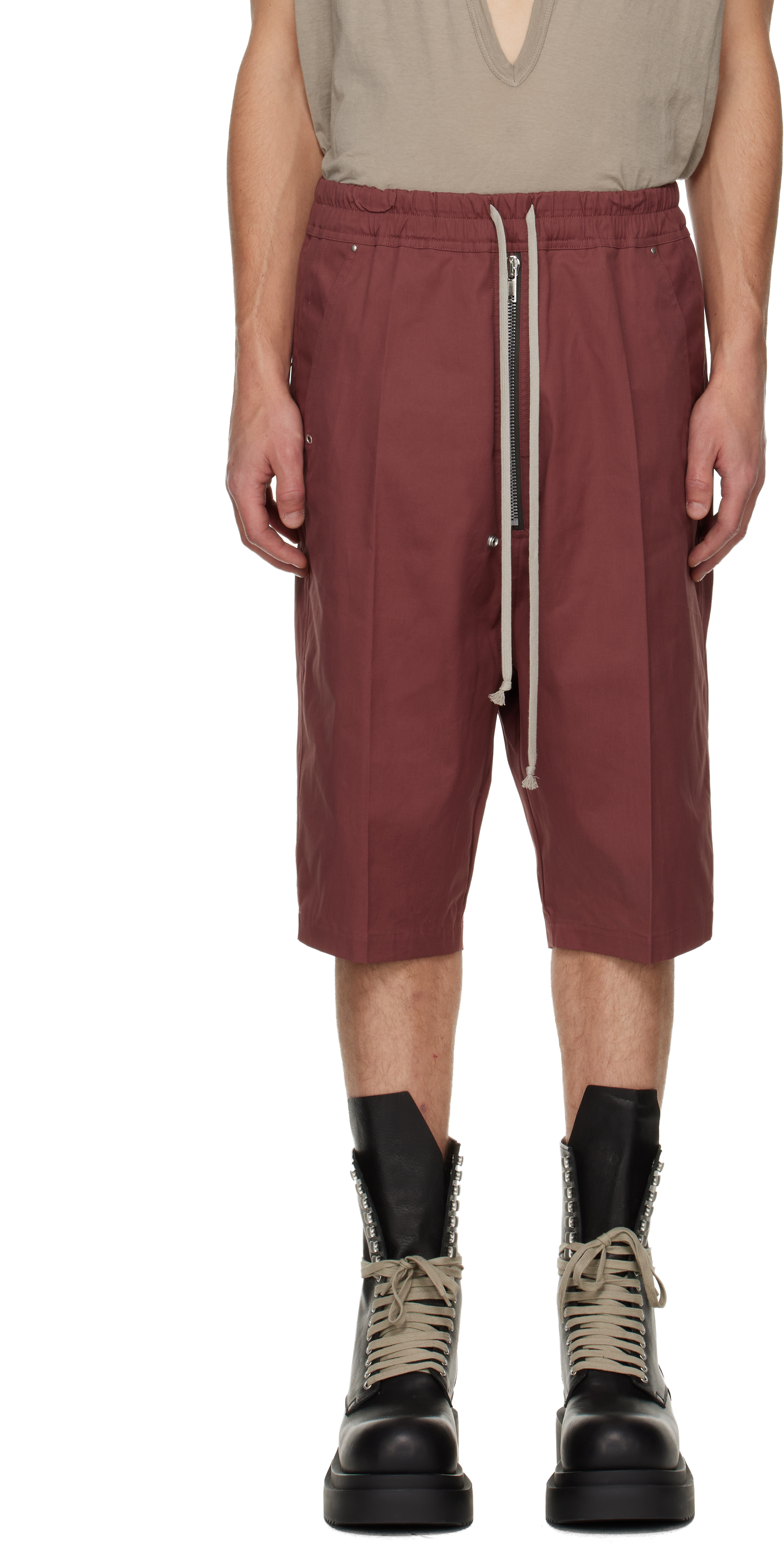 Rick Owens Pink Concordians Bela Pods Shorts In Burgundy
