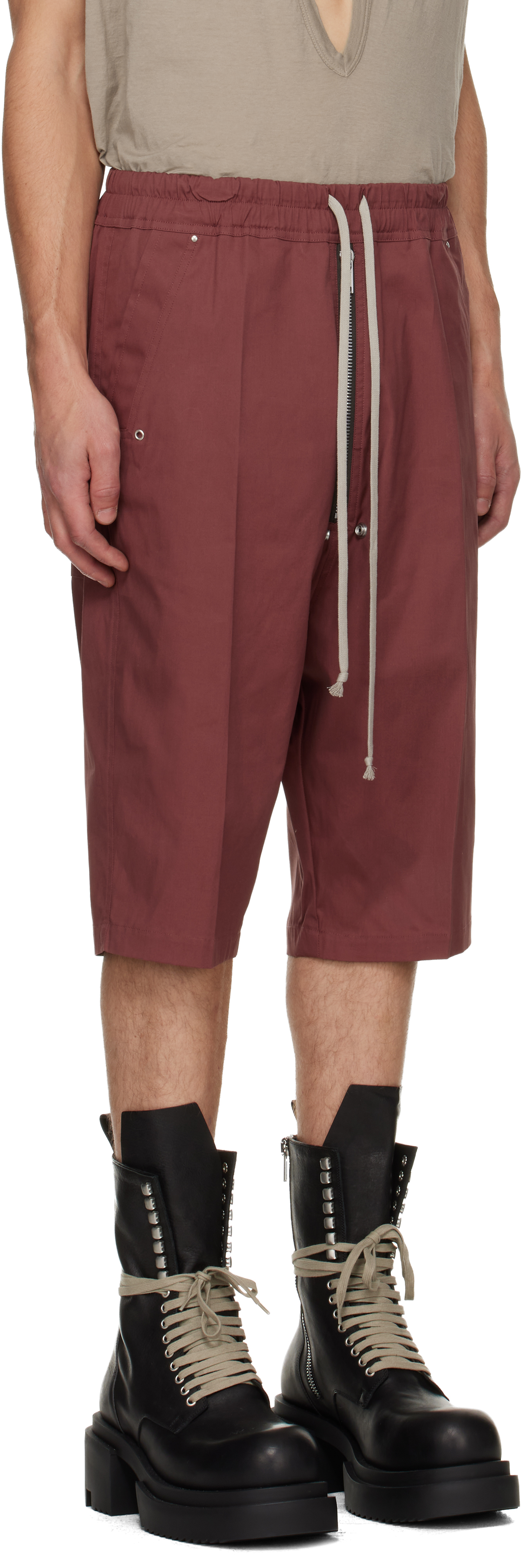 Rick Owens Pink Concordians Bela Pods Shorts In Burgundy