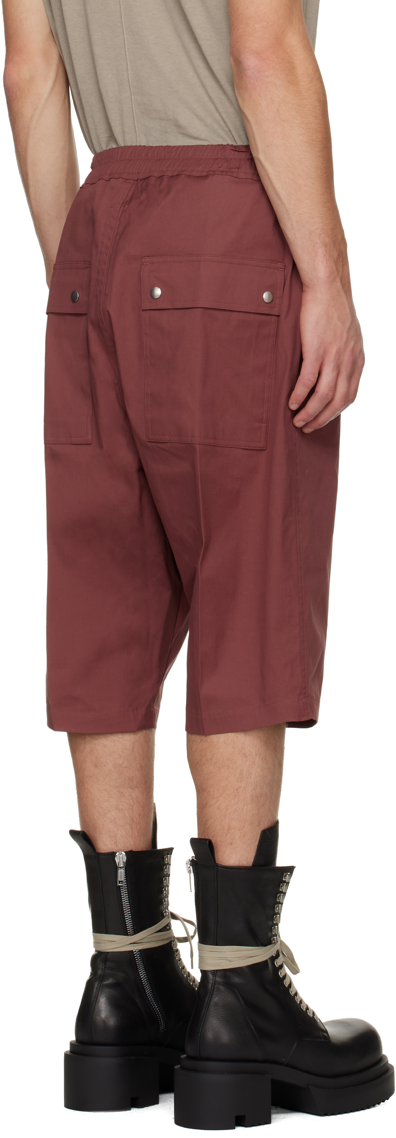 Rick Owens Pink Concordians Bela Pods Shorts In Burgundy