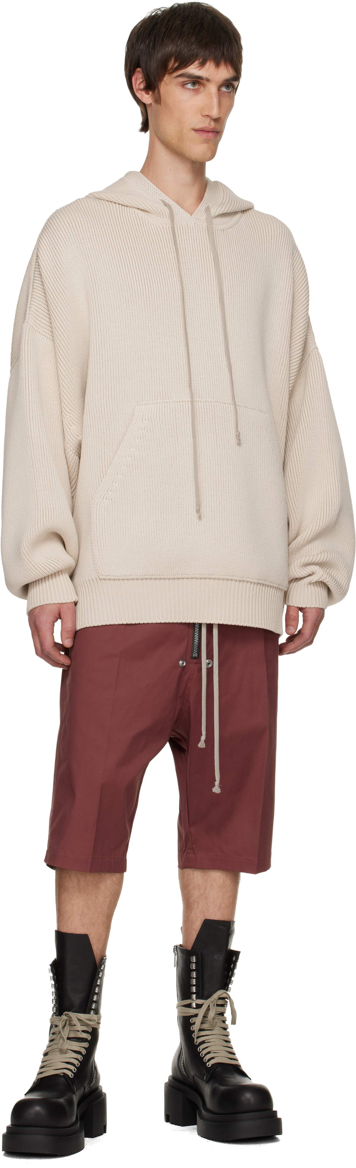 Rick Owens Pink Concordians Bela Pods Shorts In Burgundy