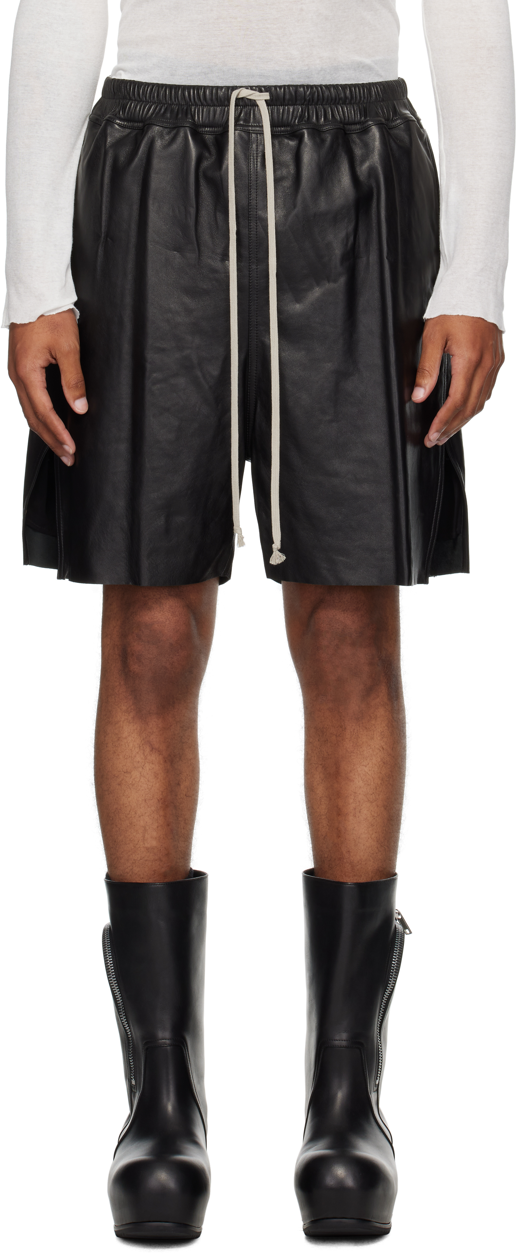 タグ付き正規品 RICK OWENS LUXOR BG BOXER SHORTS Rick Owens Womens Leather Boxer Shorts Black - SS22 - US