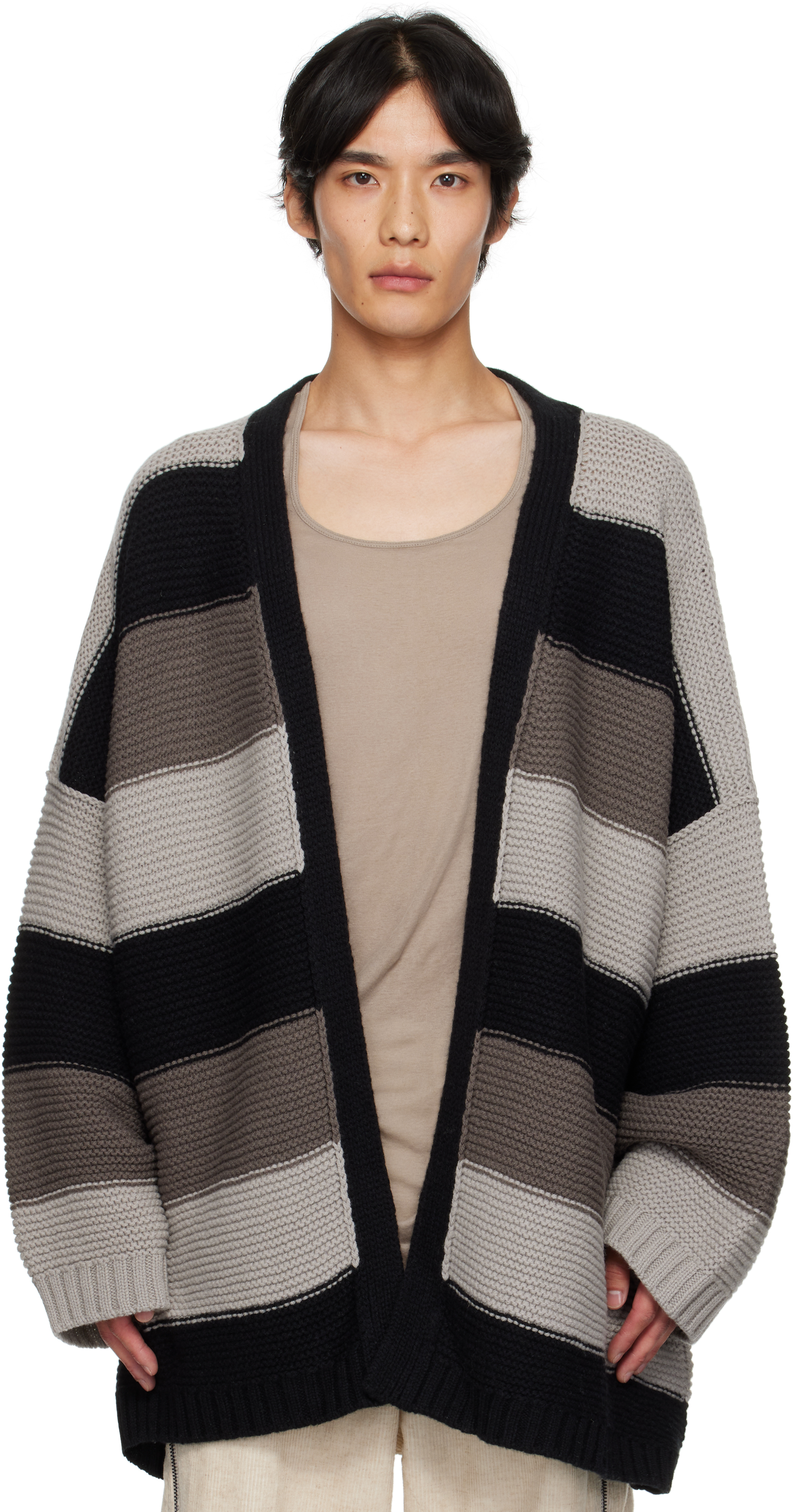 Rick Owens Black & Gray Concordians Pitti Cardigan