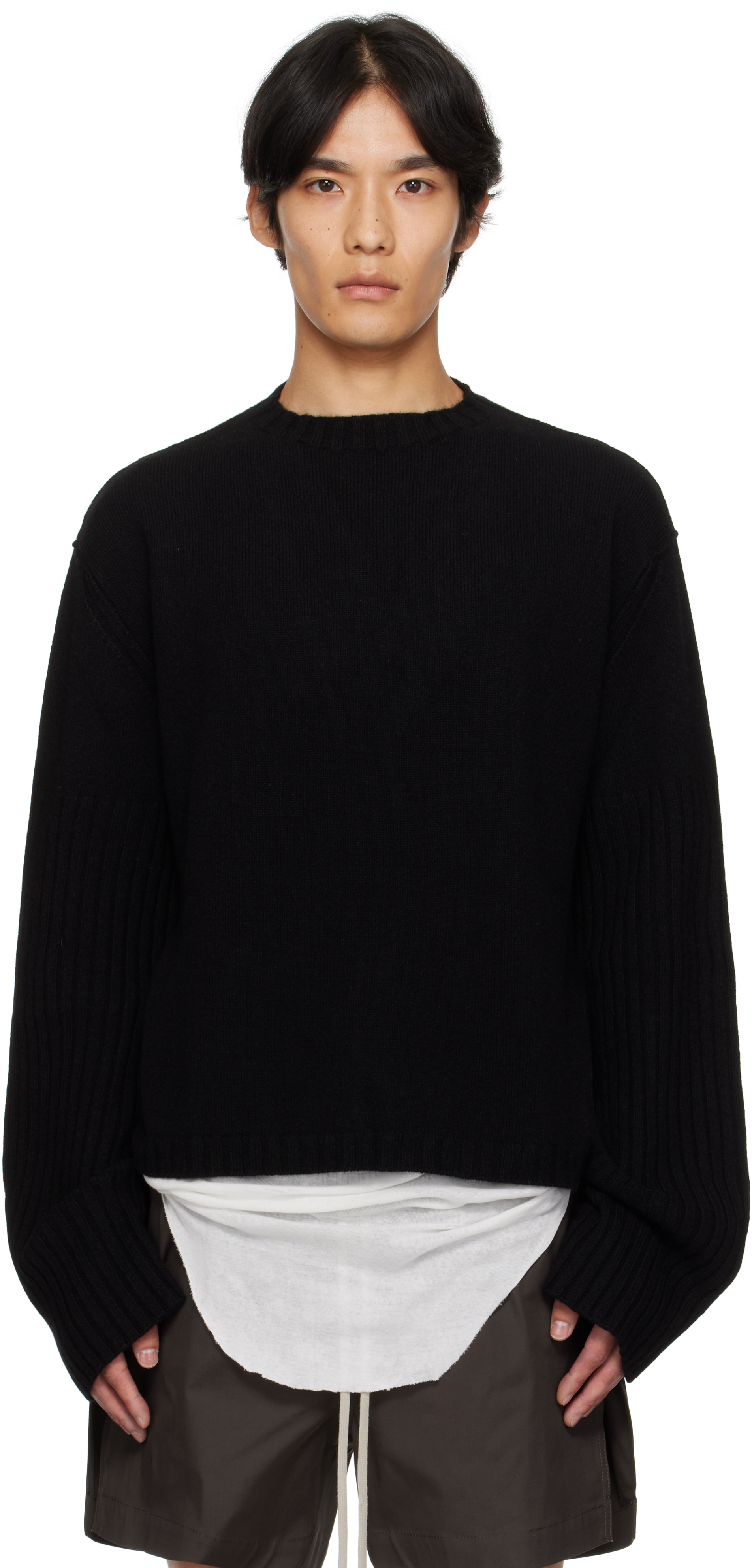 Rick Owens Black Concordians Round Neck Sweater In Black