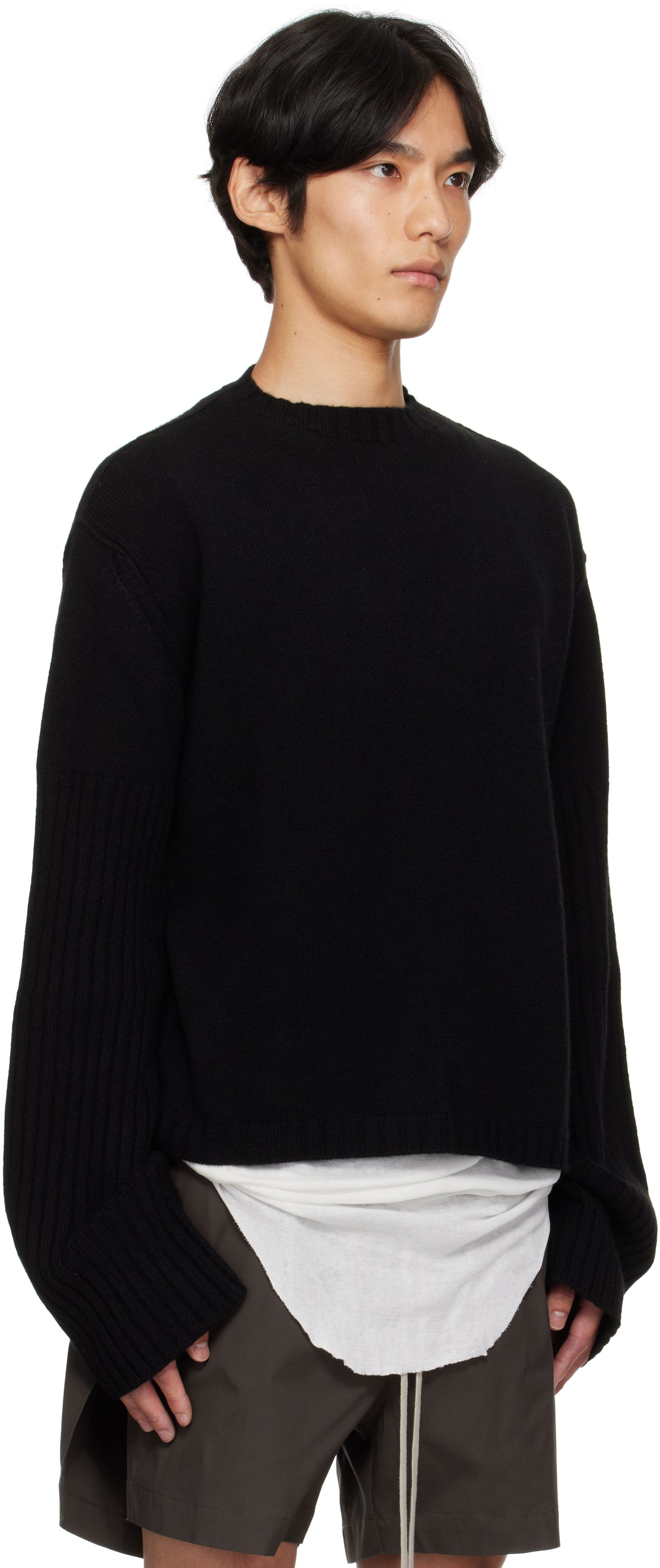 Rick Owens Black Concordians Round Neck Sweater In Black