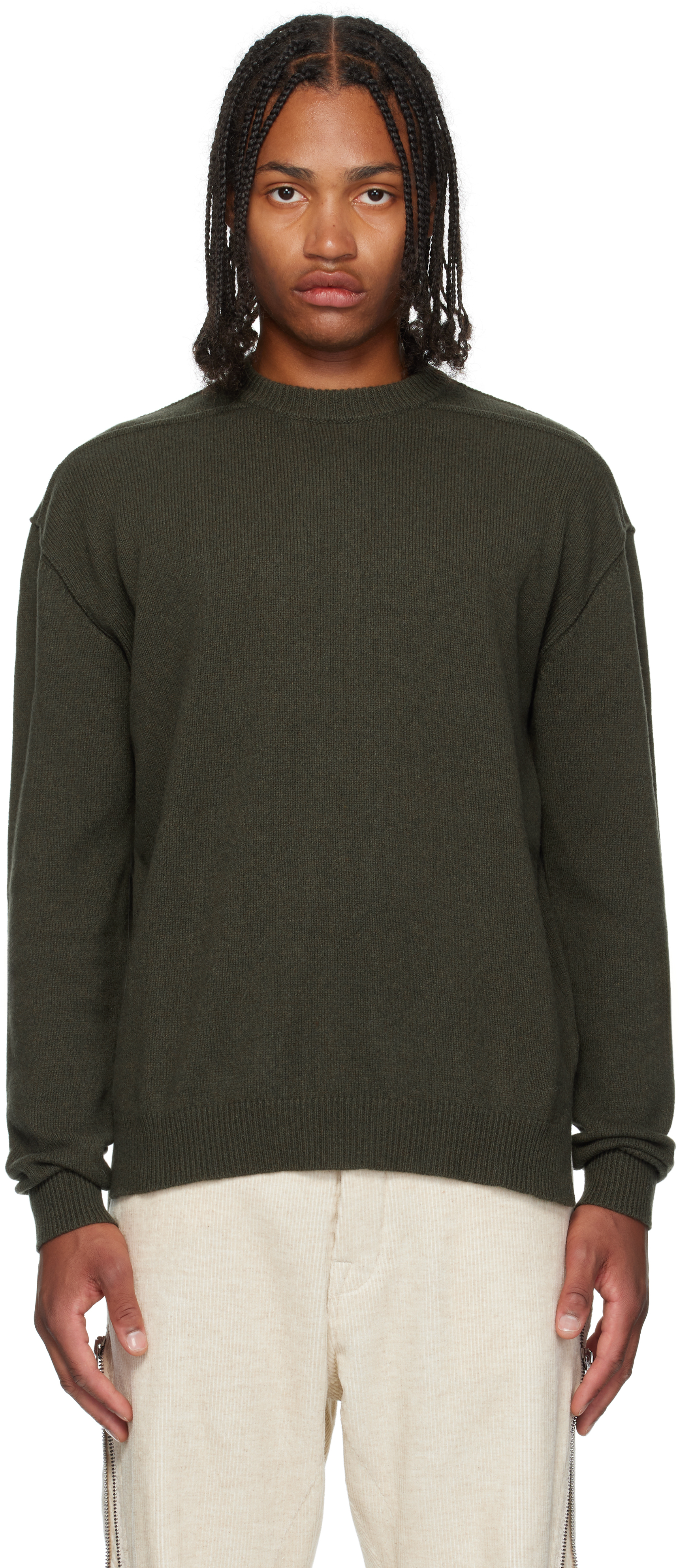 Rick Owens Khaki Concordians Round Neck Sweater