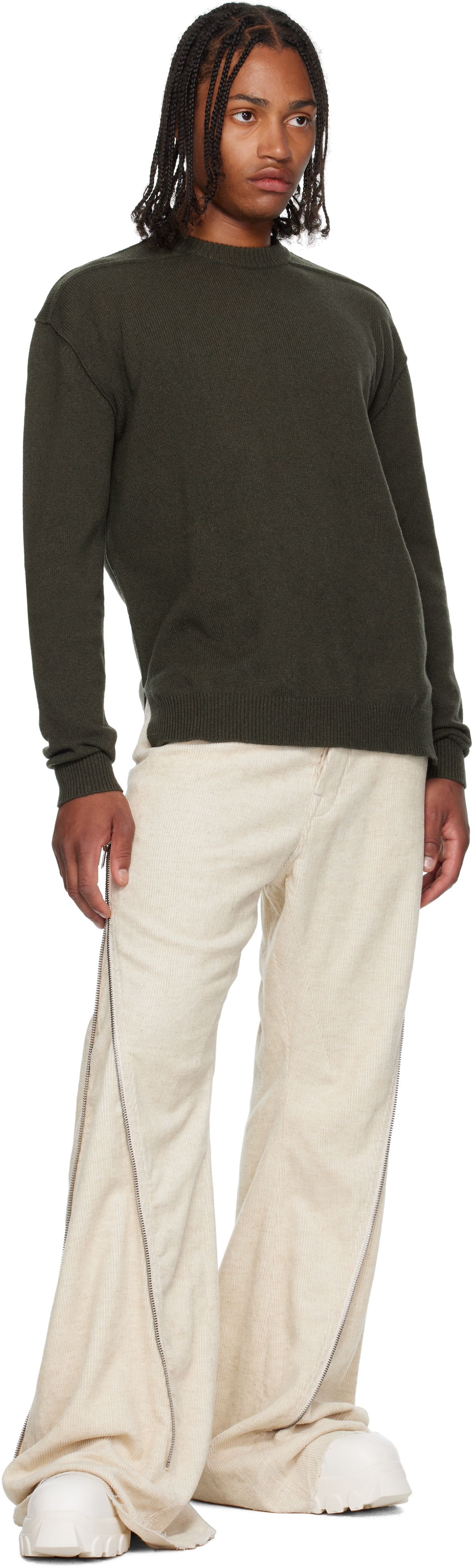 Rick Owens Khaki Concordians Round Neck Sweater