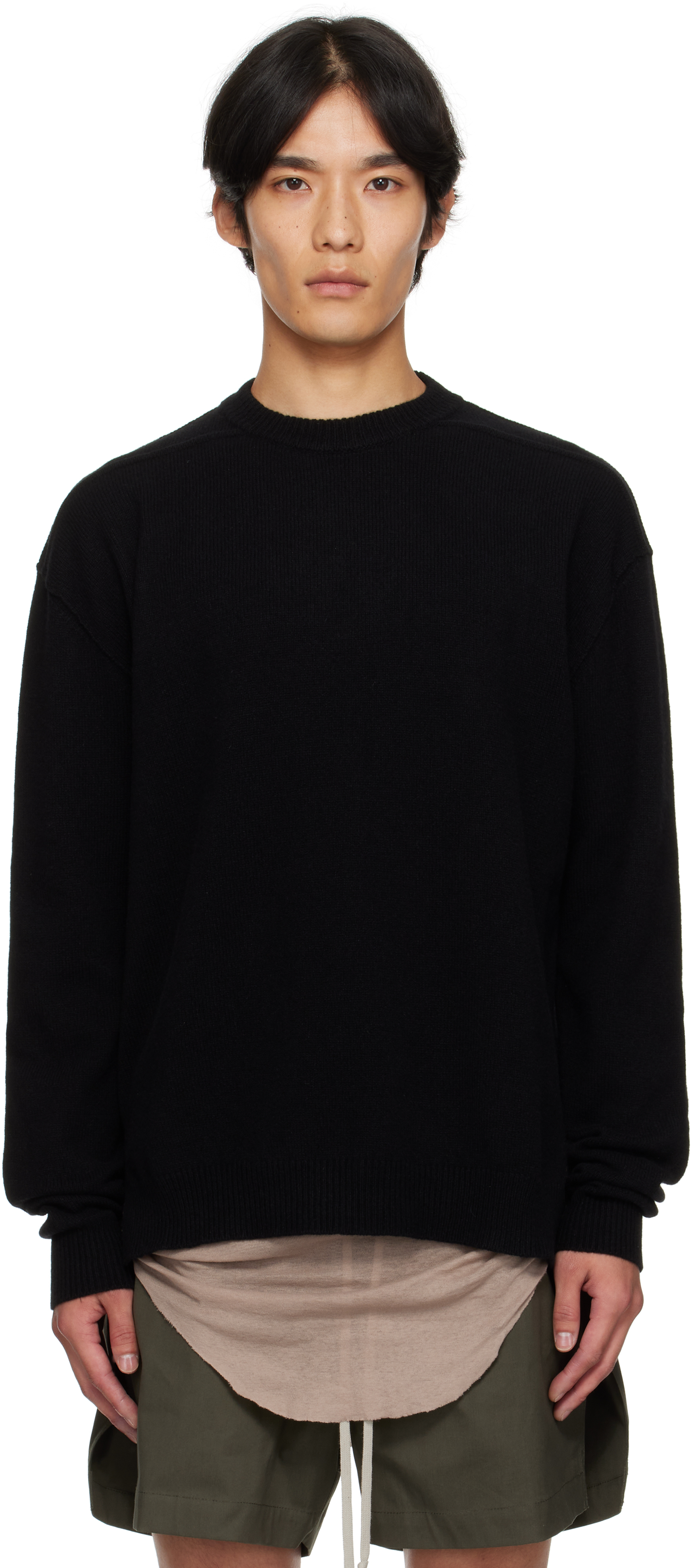Rick Owens Black Concordians Round Neck Sweater In Black